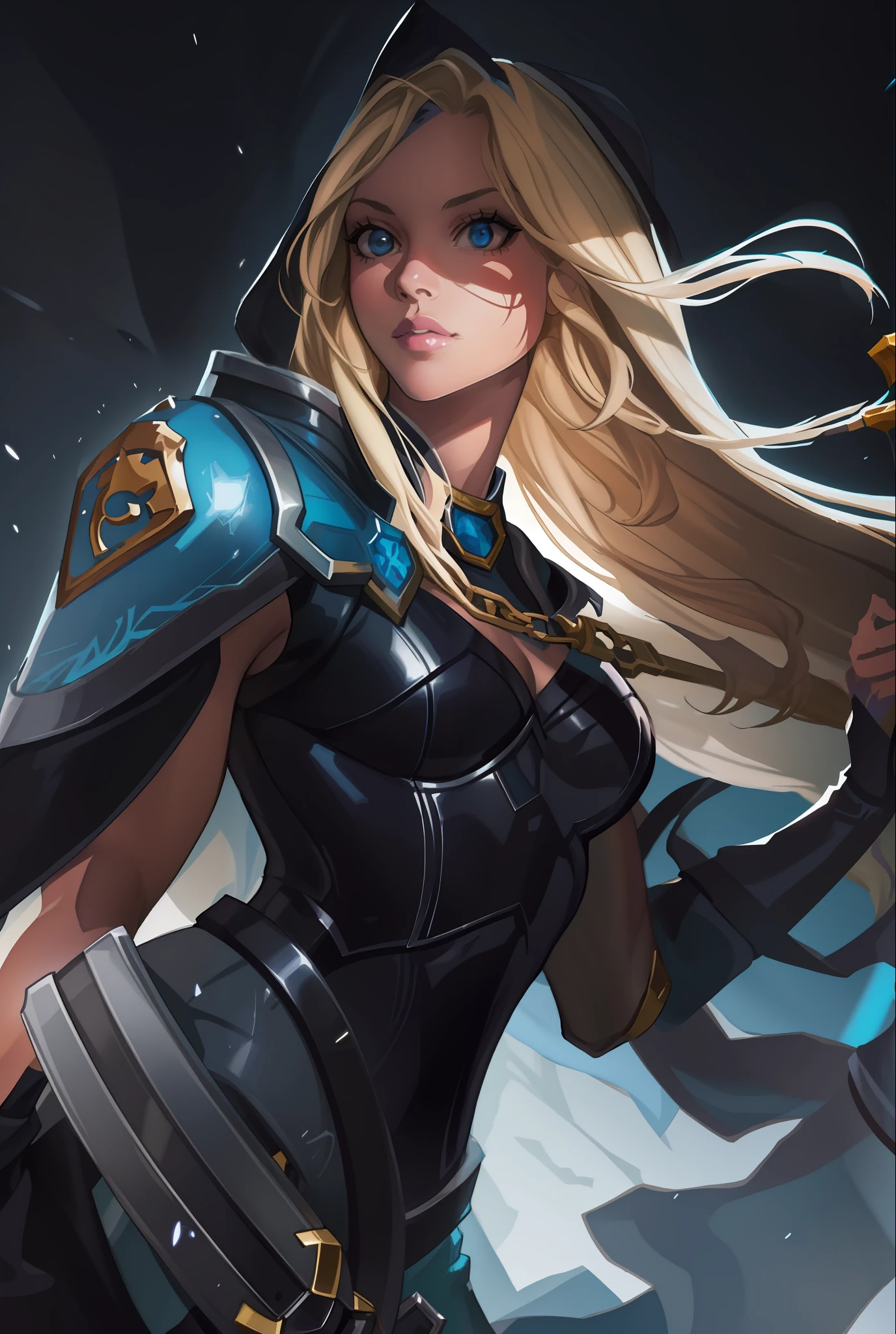 a close up of a woman with a sword in a dark background, extremely detailed artgerm, style artgerm, artgerm detailed, artgerm style, ig model | artgerm, artgerm comic, artgerm lau, ashe, style of artgerm, stanley artgerm lau, league of legends character art