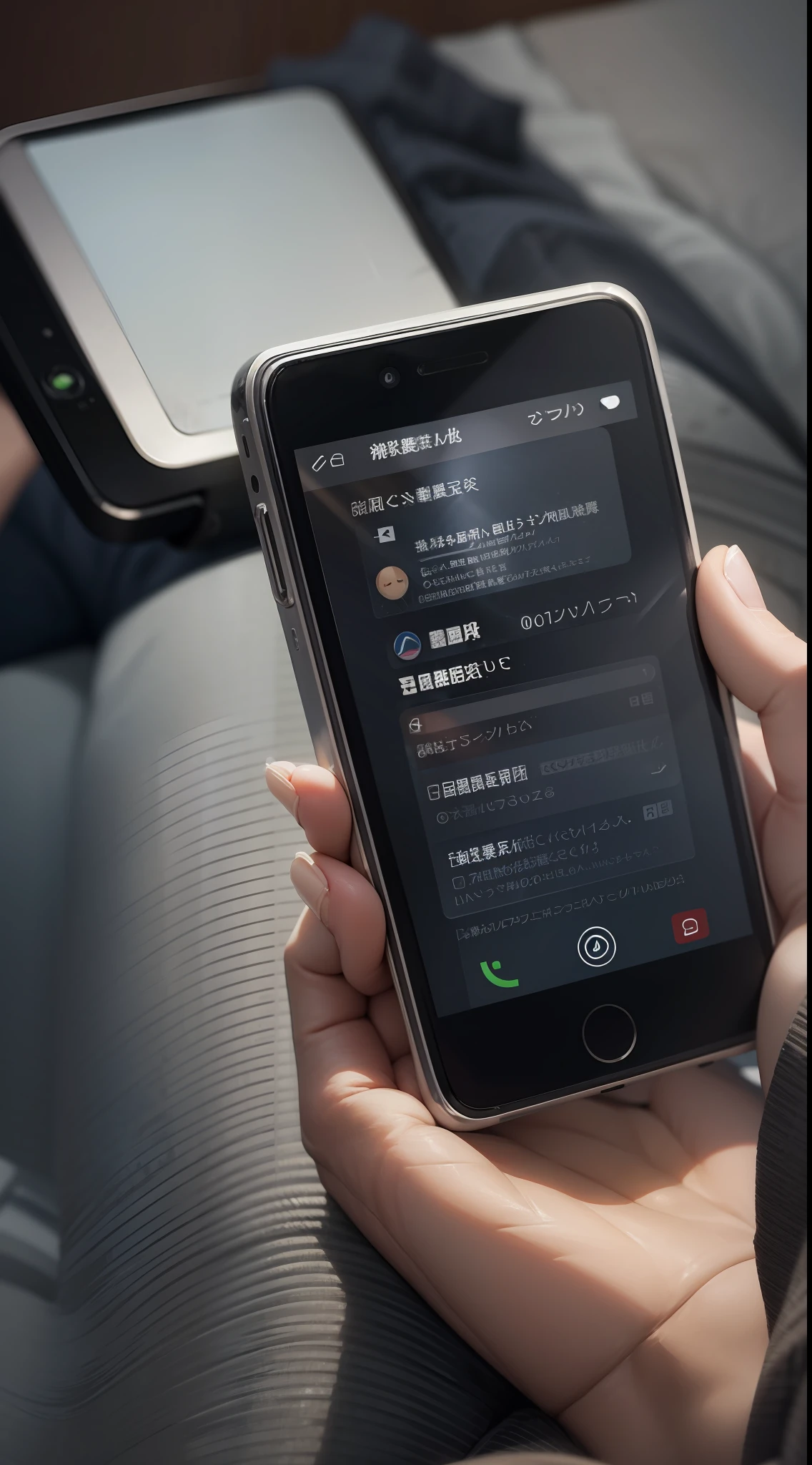 1 mobile phone, phone call, Japanese anime style, close-up