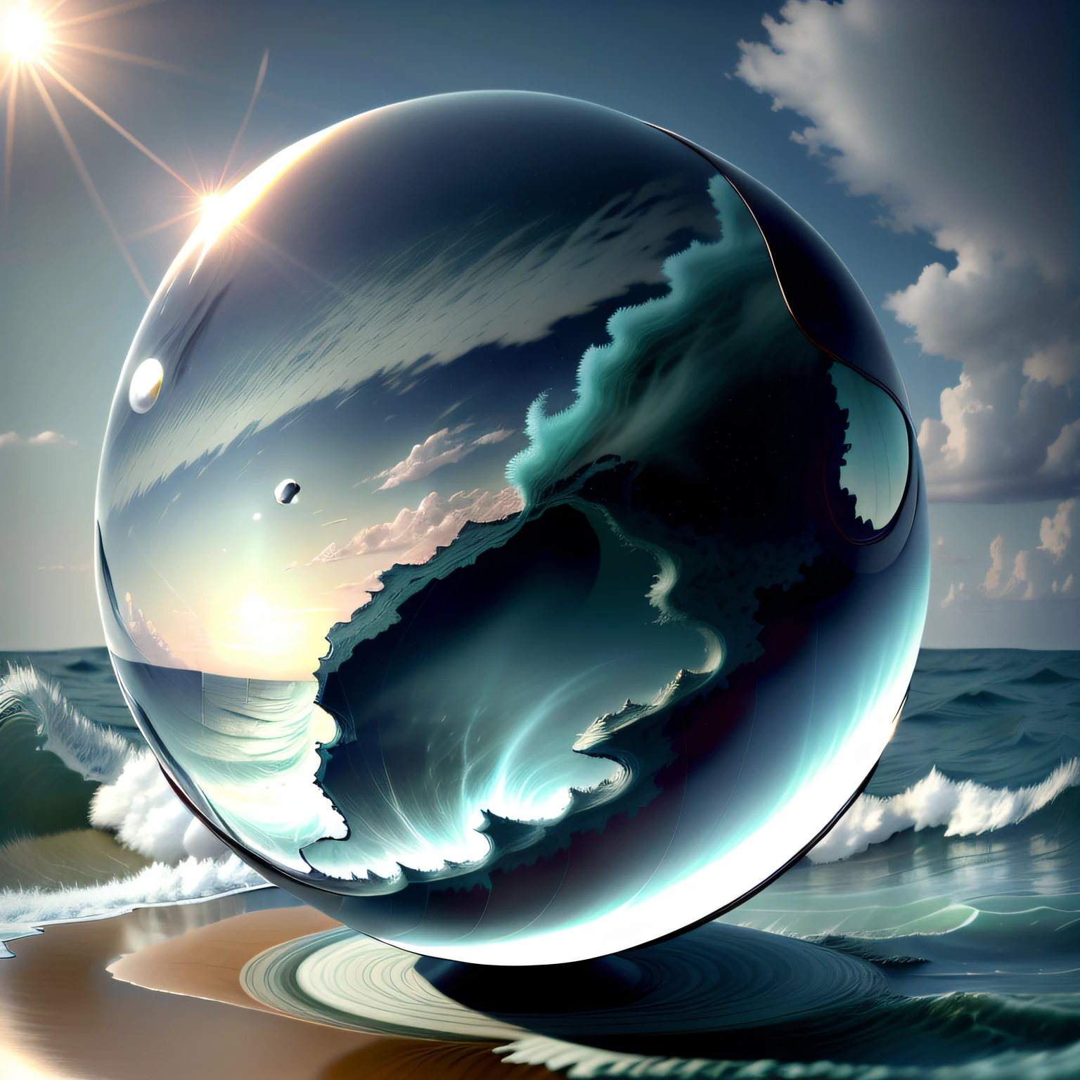 The shape is a sphere, the whole sphere is the sea