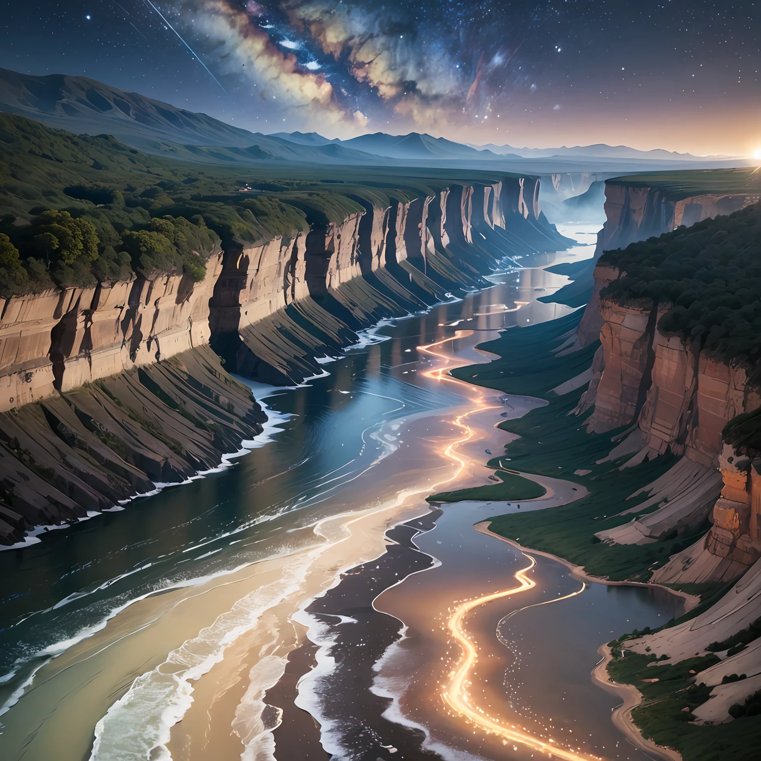 The flying stream fell 3,000 feet, and it was suspected that the Milky Way fell for nine days. --auto