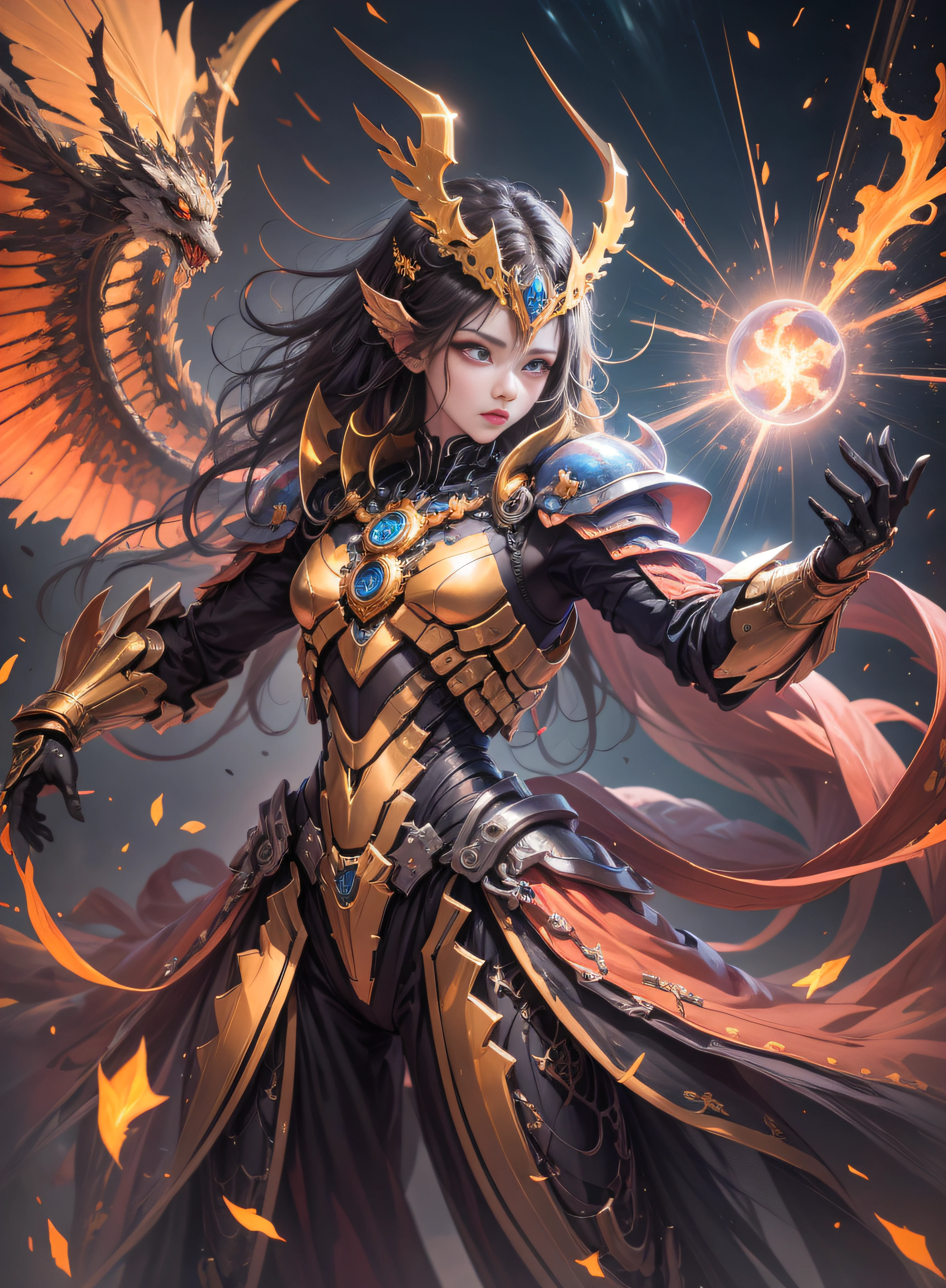 1 demon, emperor of darkness, detailed eyes, detailed face, detailed skin, mature body, tall body, seductive body, whole body, desert BREAK and pyramid bottoms, holding only a holy sun scepter, phoenix dragon in the sky, highly saturating sun rays, holy ceremony, angelic halo, dazzling golden and orange spark around, sacred magic circle, golden crown,  golden majestic lightning, best quality, masterpiece, trend in art station, BREAK, detailed, realistic, highly detailed digital art 8k, octane rendering, bioluminescent, concept art resolution BREAK 8K, realism, by studios Mappa, masterpiece, best quality, official art, illustration, ligne claire, (cool_color), perfect composition, absurdists, fantasy, focused, full body in attack pose, night sky with clouds,  full moon, 8k,