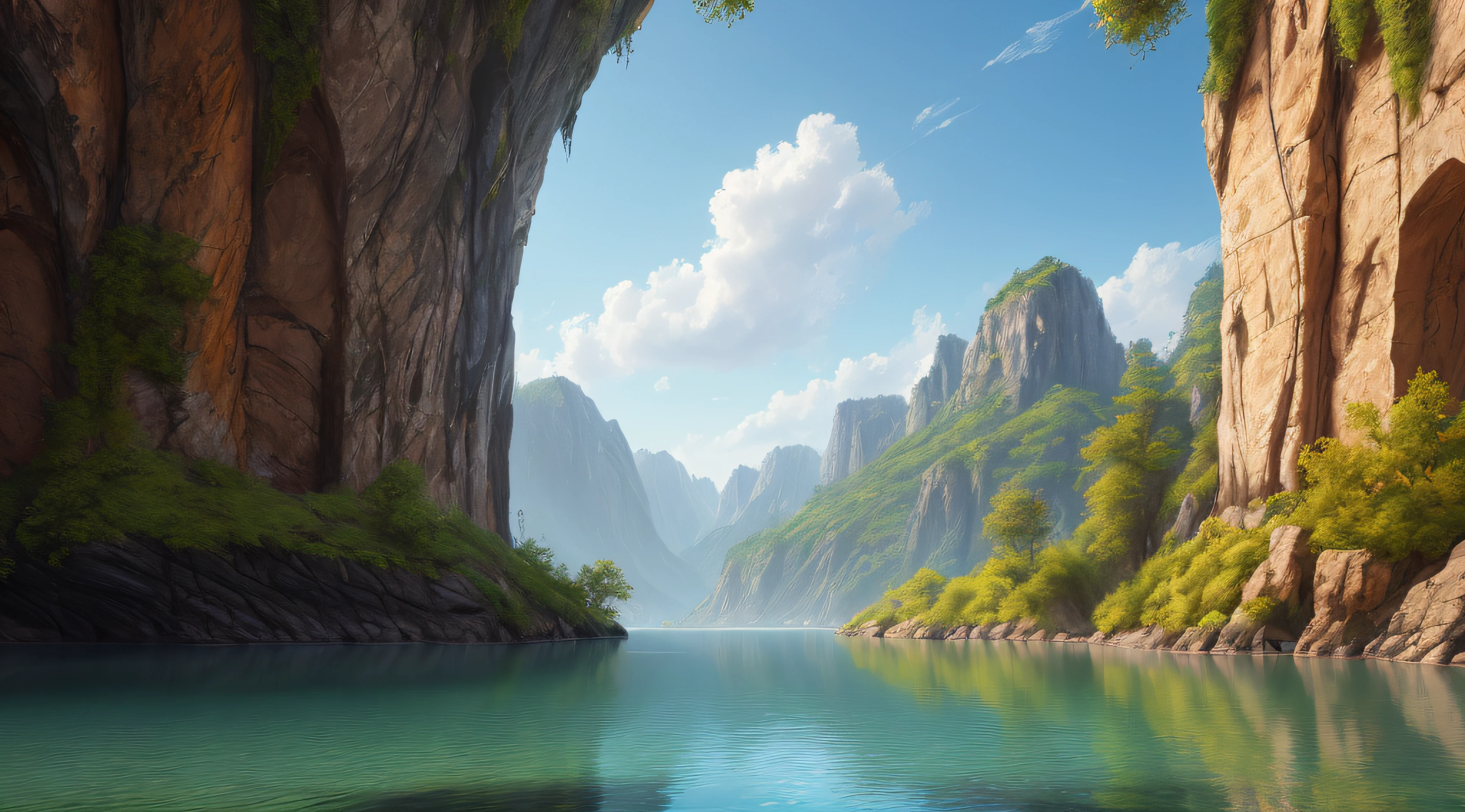 landscape,water,(extremely detailed CG unity 8k wallpaper), most beautiful artwork in the world,professional majestic oil painting,intricate, High Detail, Sharp focus, dramatic, photorealistic painting art