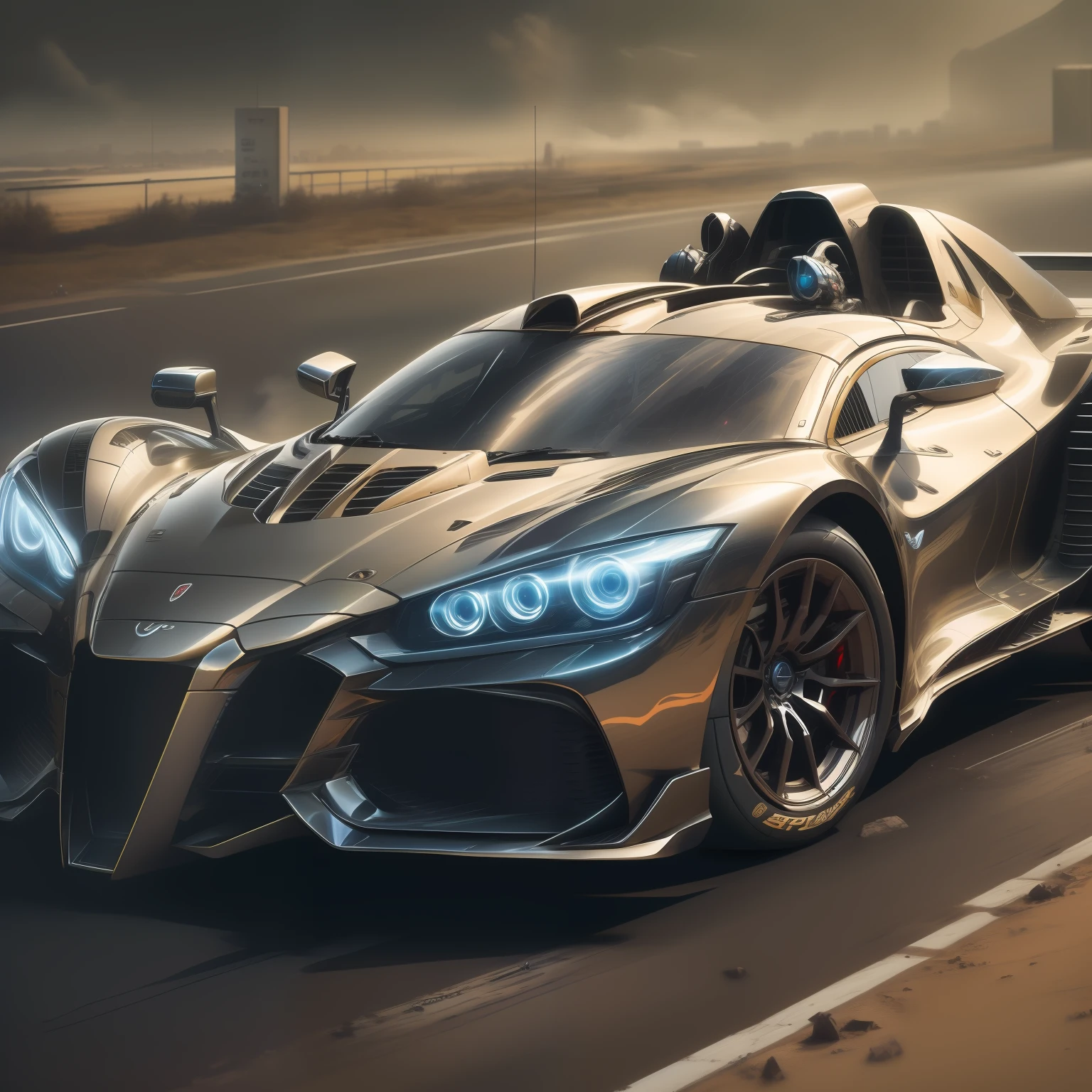 (Masterpiece, Superb Detail, Super Detailed, High Resolution), Racing Detail, Racing, Bat Racing, Armored, Black, City, Background Detail, (Huge), (Top View)
