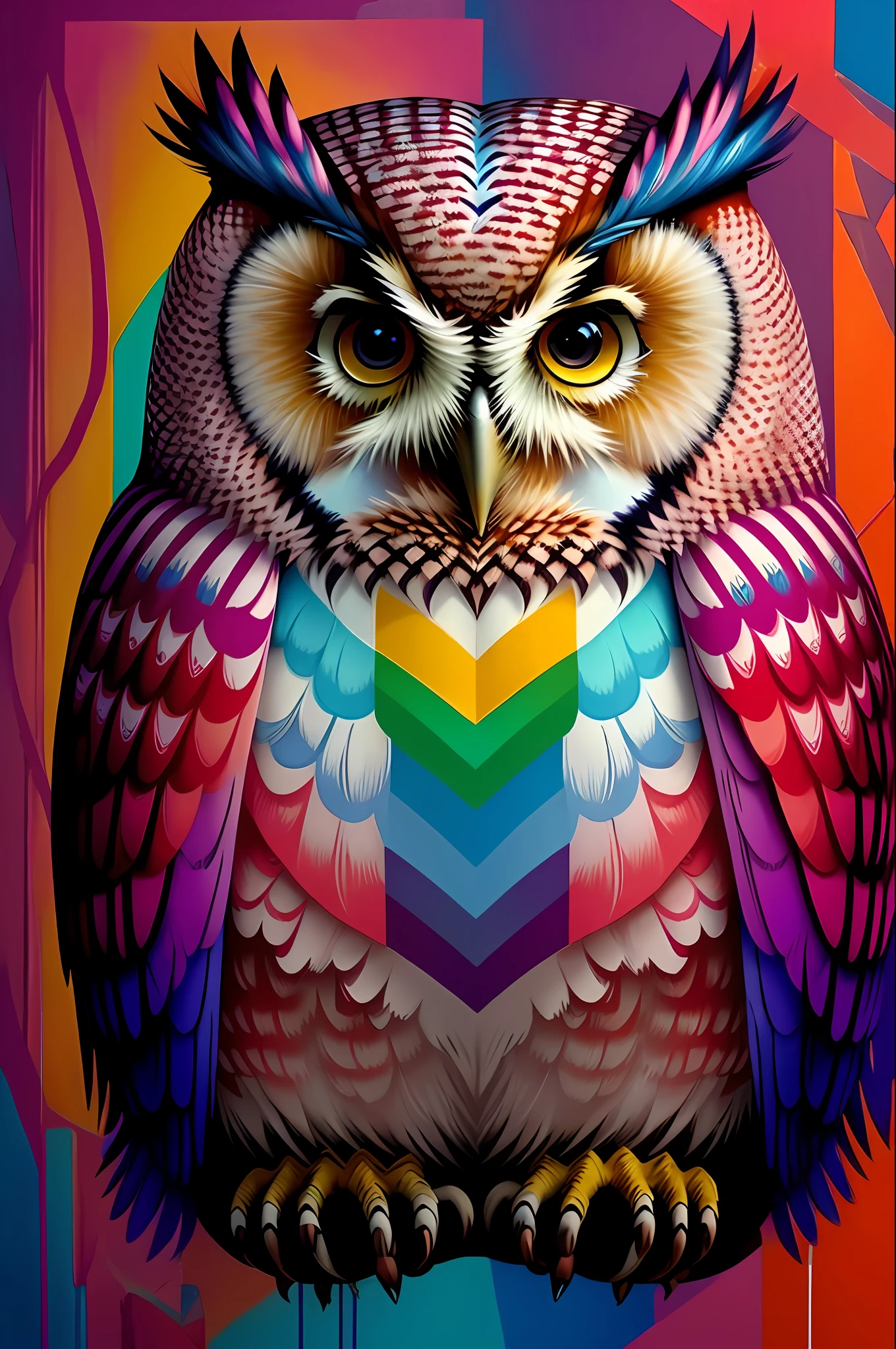 (Bird Owls )), Eduardo Kobra padding ,wall PORTRAIT geometric multidimensional, art, chibi,
yang016k, beautiful, colorful,
masterpieces, top quality, best quality, official art, beautiful and aesthetic,