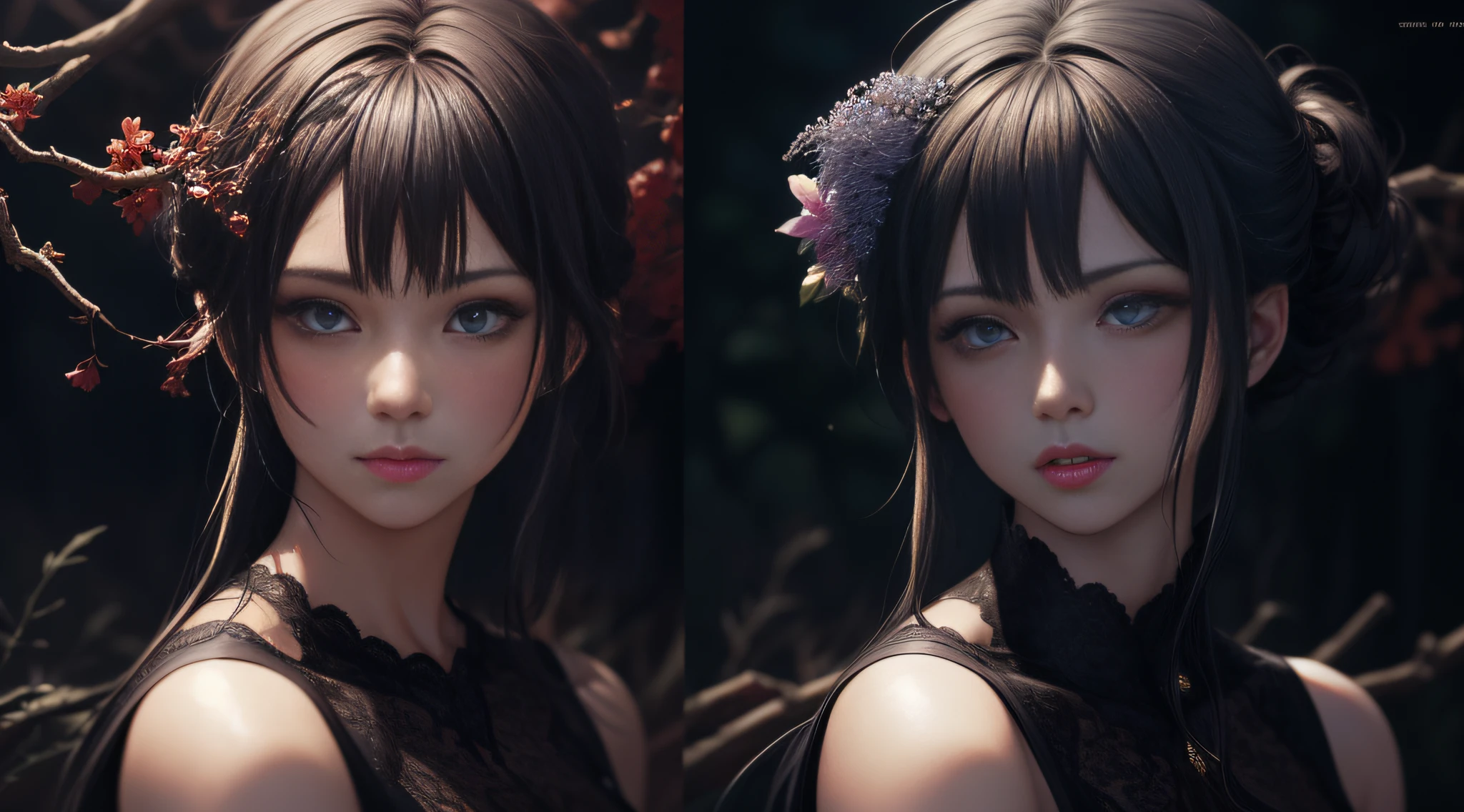 painting by loish!!, ((a beautiful woman)), (art by napata, tony taka and toshio maeda), branches and twigs erupting from her hair, detailed pattern on dress, finely detailed features, intricate brush strokes, beautiful lighting, trending on pixiv fanbox, masterpiece, best quality, (masterpiece), (best quality:1.4), (ultra highres:1.2), (hyperrealistic:1.4), (photorealistic:1.2), extremely detailed cg unity 8k wallpaper, high detail, photorealistic painting art by midjourney and greg rutkowski, matte, bryan organ
