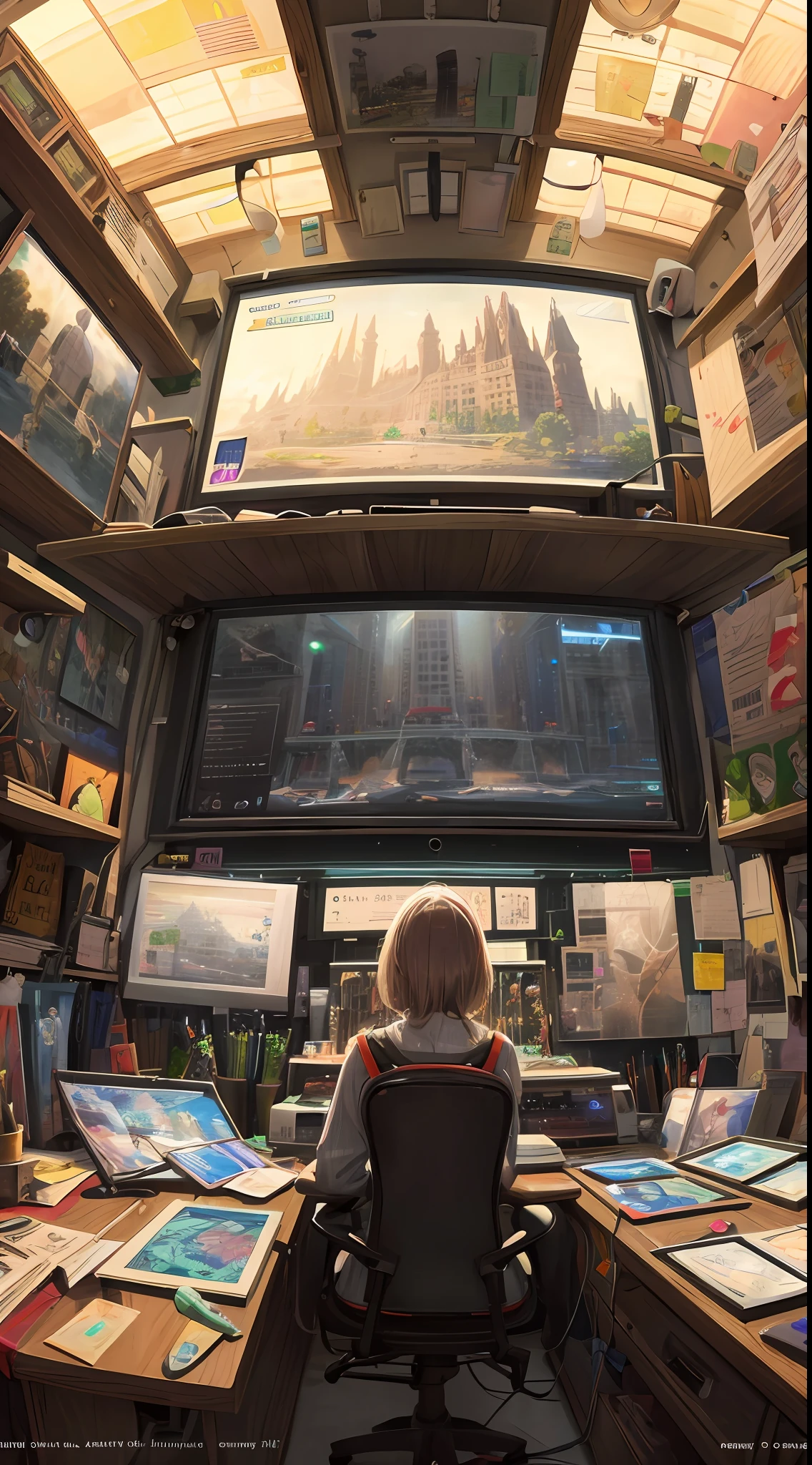Bloom James Gurney, art station rendering, ultra-wide lens, high definition