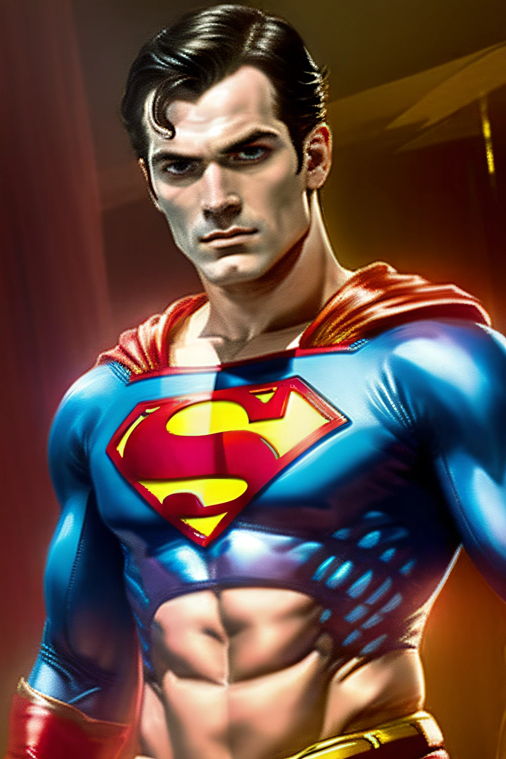 Super Man, Henry Cavil, masterpiece, super detailed, cinematic light
