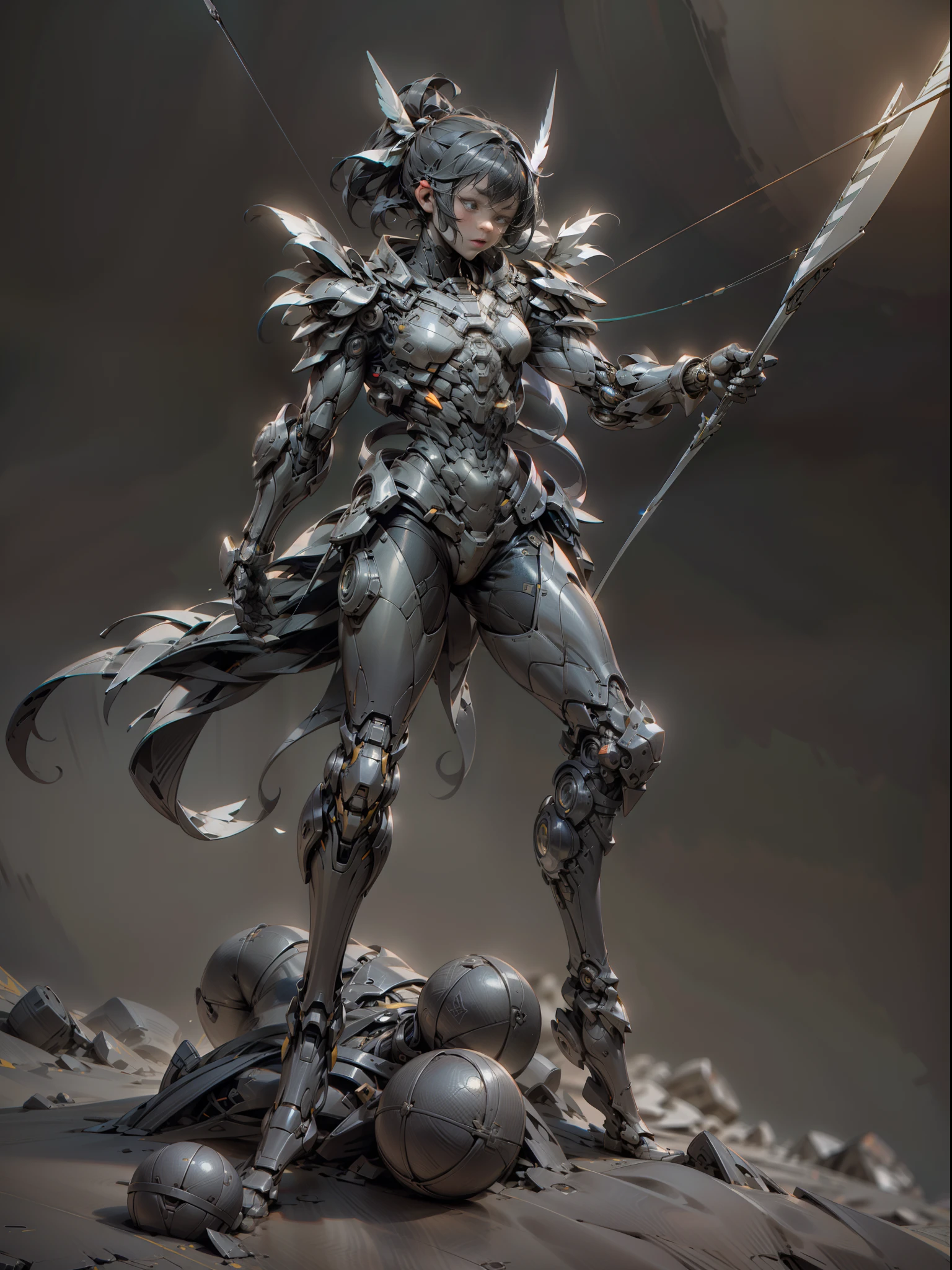 Ghost shooter with huge bow and arrow, super cool ghost shooter, male, warrior, wearing blue mechanical armor, giant bow and arrow, arrow feathers, open bow and arrow pose, perfect body proportions, super detail, IP by pop mart, edge light, avatar, octane rendering, blender, full body, clean black background, 3d, c4d, best quality, very detailed, ancient technology, HDR (high dynamic range), ray tracing, nvidia RTX, super resolution, Unreal 5, subsurface scattering, PBR Textures, Post-Processing, Anisotropic Filtering, Depth of Field, Maximum Clarity and Acutance, Multi-layer Textures, Albedo and Highlight Maps, Surface Shading, Accurate Simulation of Light-Material Interactions, Perfect Proportions, Octane Rendering, Duotone Lighting, Low ISO, White Balance, Rule of Thirds, Wide Aperture, 8K RAW, High Efficiency Sub-Pixel, Subpixel Convolution, Glowing Particles, Light Scattering, Tyndall Effect