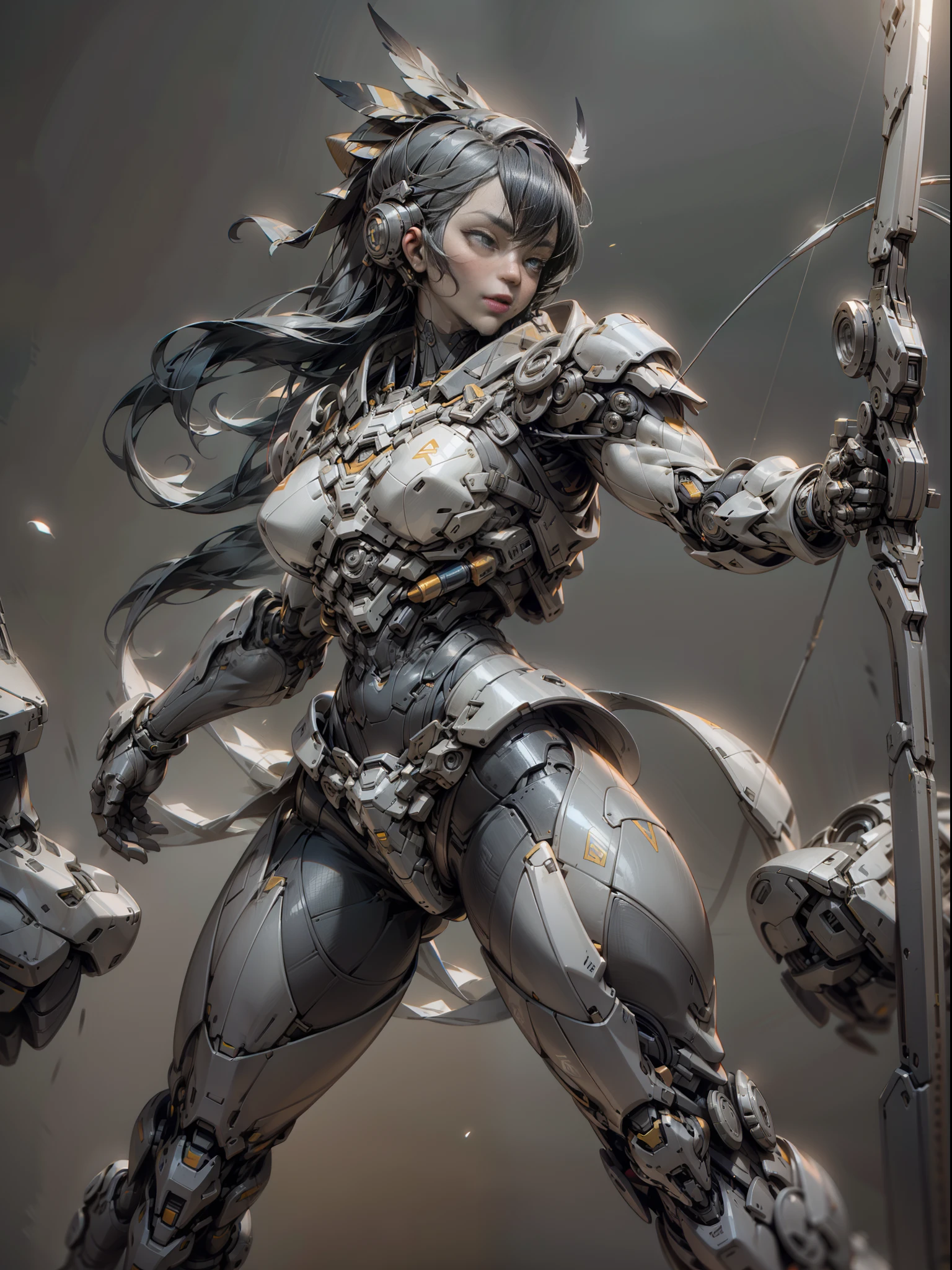 Ghost shooter with huge bow and arrow, super cool ghost shooter, male, warrior, wearing blue mechanical armor, giant bow and arrow, arrow feathers, open bow and arrow pose, perfect body proportions, super detail, IP by pop mart, edge light, avatar, octane rendering, blender, full body, clean black background, 3d, c4d, best quality, very detailed, ancient technology, HDR (high dynamic range), ray tracing, nvidia RTX, super resolution, Unreal 5, subsurface scattering, PBR Textures, Post-Processing, Anisotropic Filtering, Depth of Field, Maximum Clarity and Acutance, Multi-layer Textures, Albedo and Highlight Maps, Surface Shading, Accurate Simulation of Light-Material Interactions, Perfect Proportions, Octane Rendering, Duotone Lighting, Low ISO, White Balance, Rule of Thirds, Wide Aperture, 8K RAW, High Efficiency Sub-Pixel, Subpixel Convolution, Glowing Particles, Light Scattering, Tyndall Effect