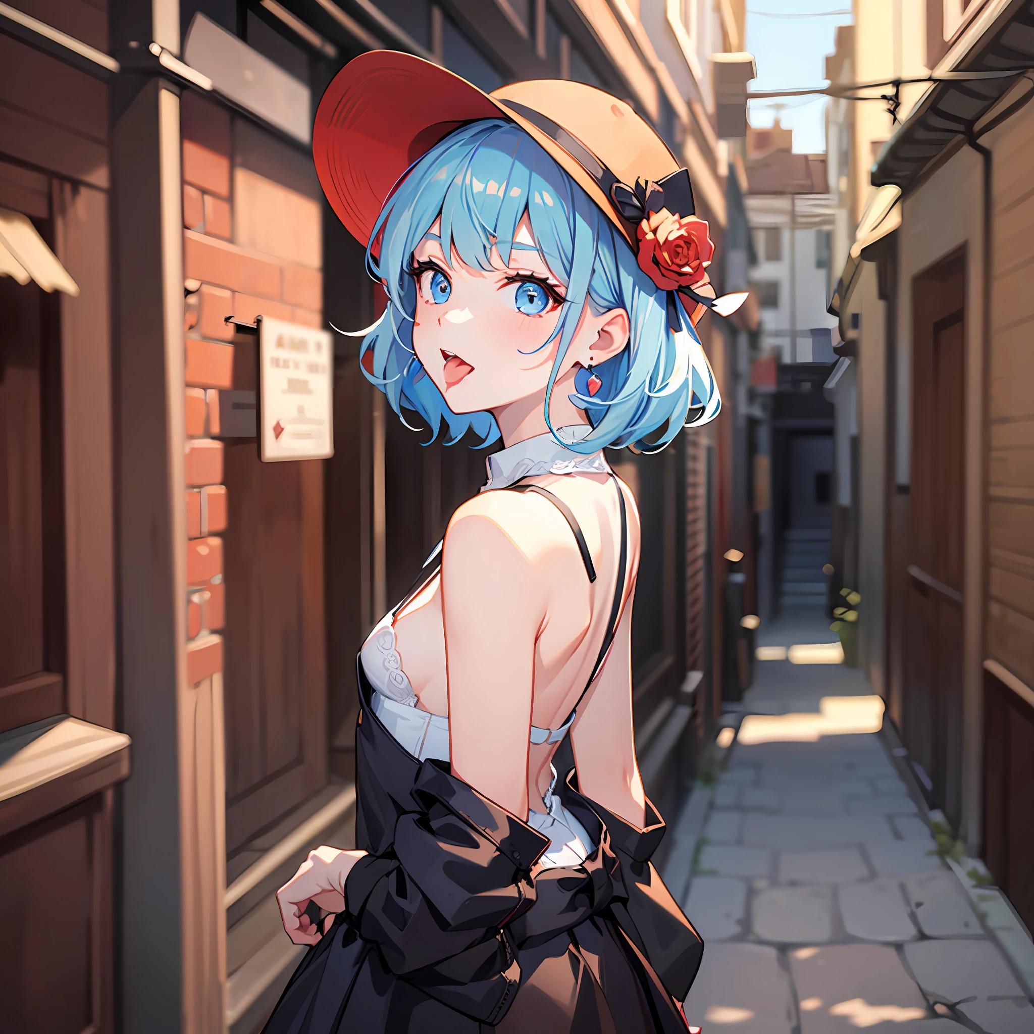 skin, light blue hair