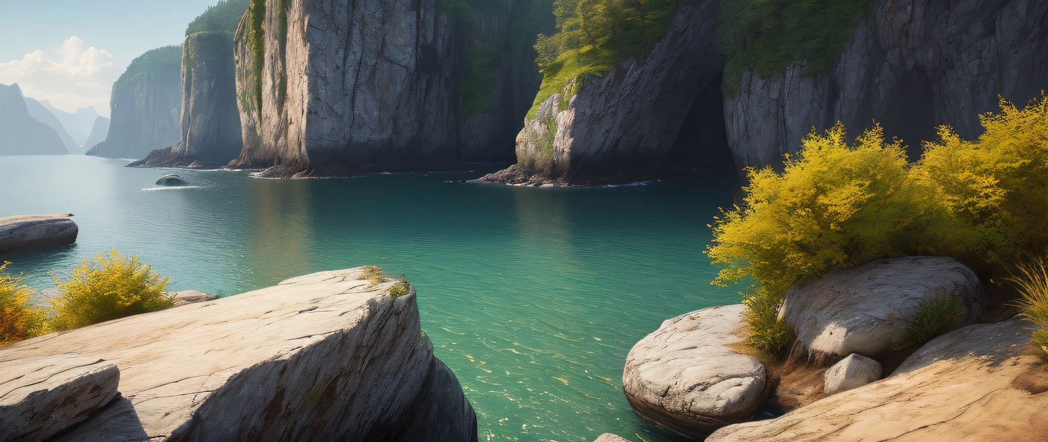 landscape,water,(extremely detailed CG unity 8k wallpaper), most beautiful artwork in the world,professional majestic oil painting,intricate, High Detail, Sharp focus, dramatic, photorealistic painting art