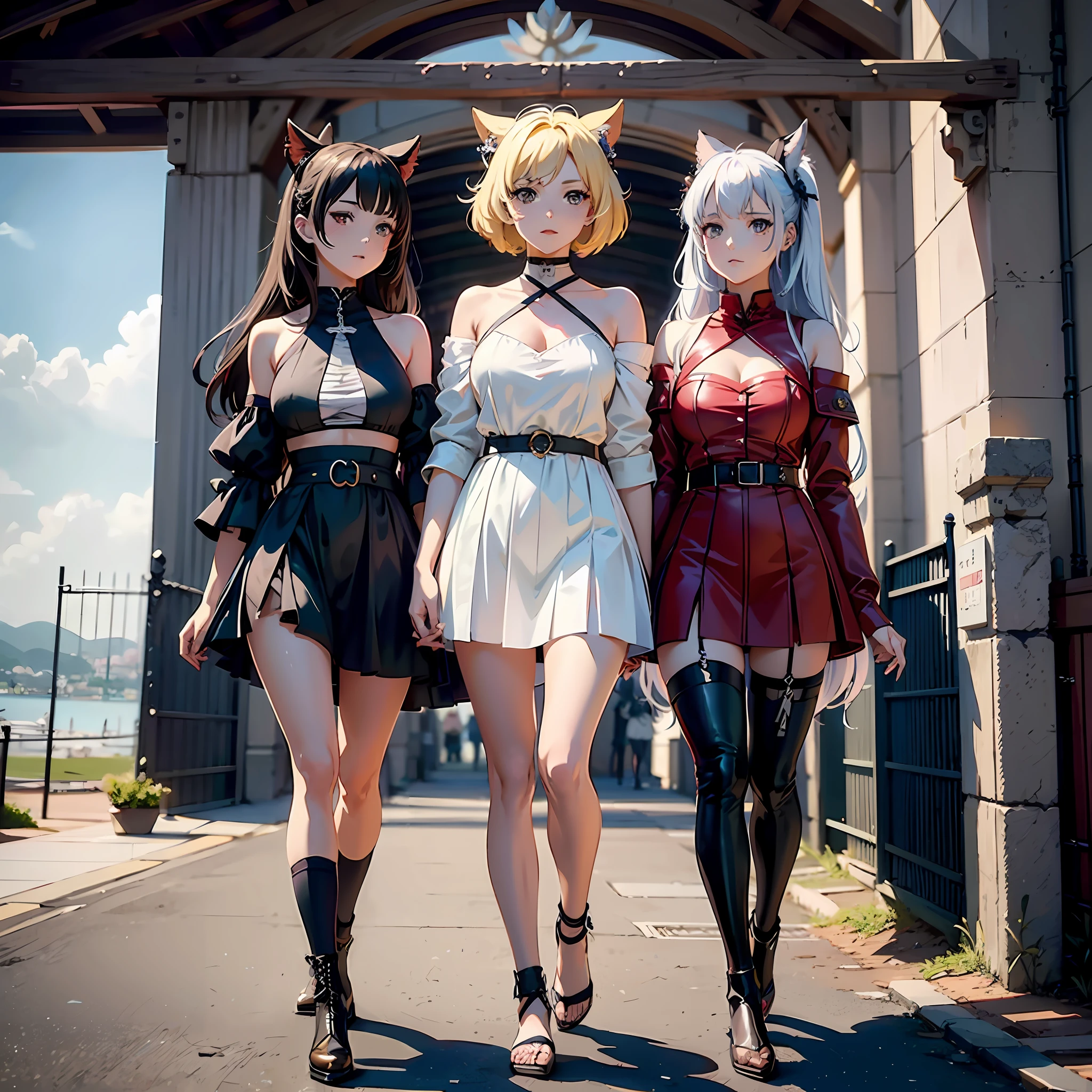 anime characters dressed in costumes standing in front of a gate, anime style 4 k, two beautiful anime girls, wlop and sakimichan, from the azur lane videogame, trending on cgstation, cushart krenz key art feminine, best anime 4k konachan wallpaper, anime girls, characters from azur lane, azur lane style --auto