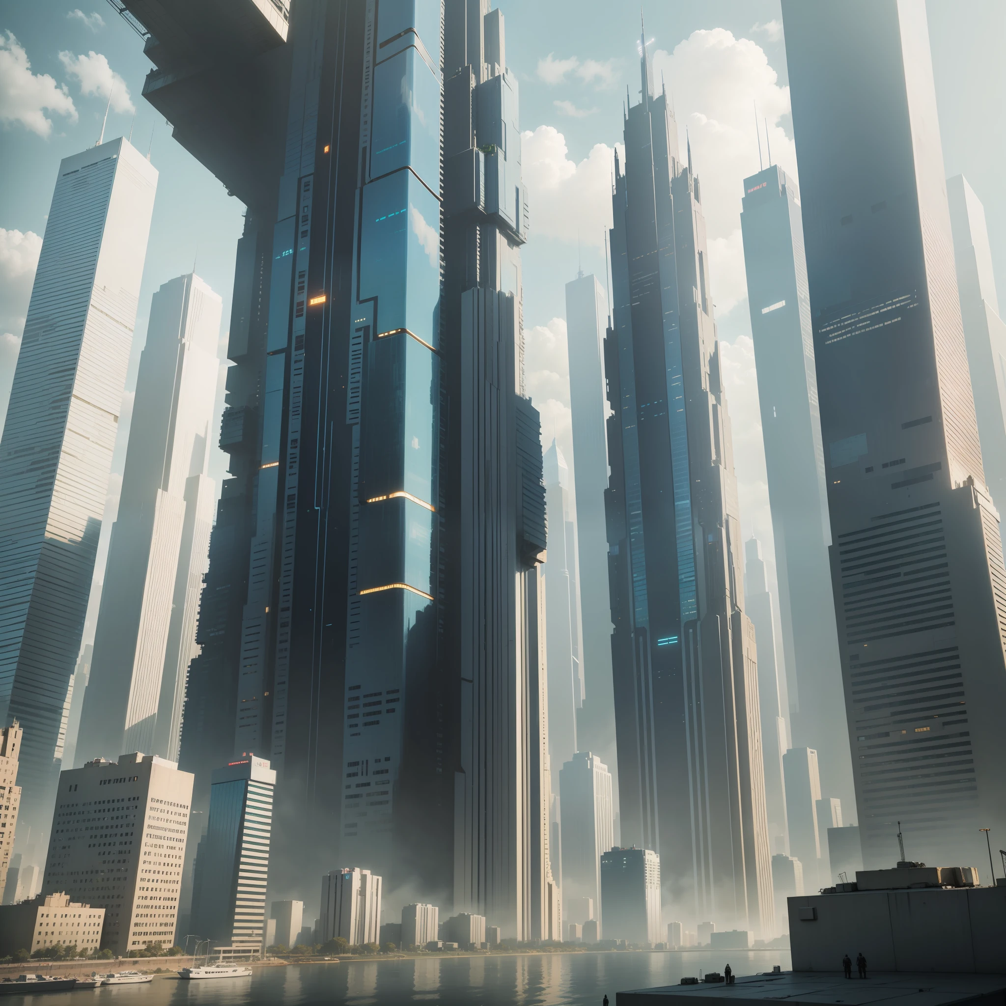 Cyberpunk Futuristic Skyscrapers Sci-Fi Top Quality Masterpiece Fantasy Ultrareal