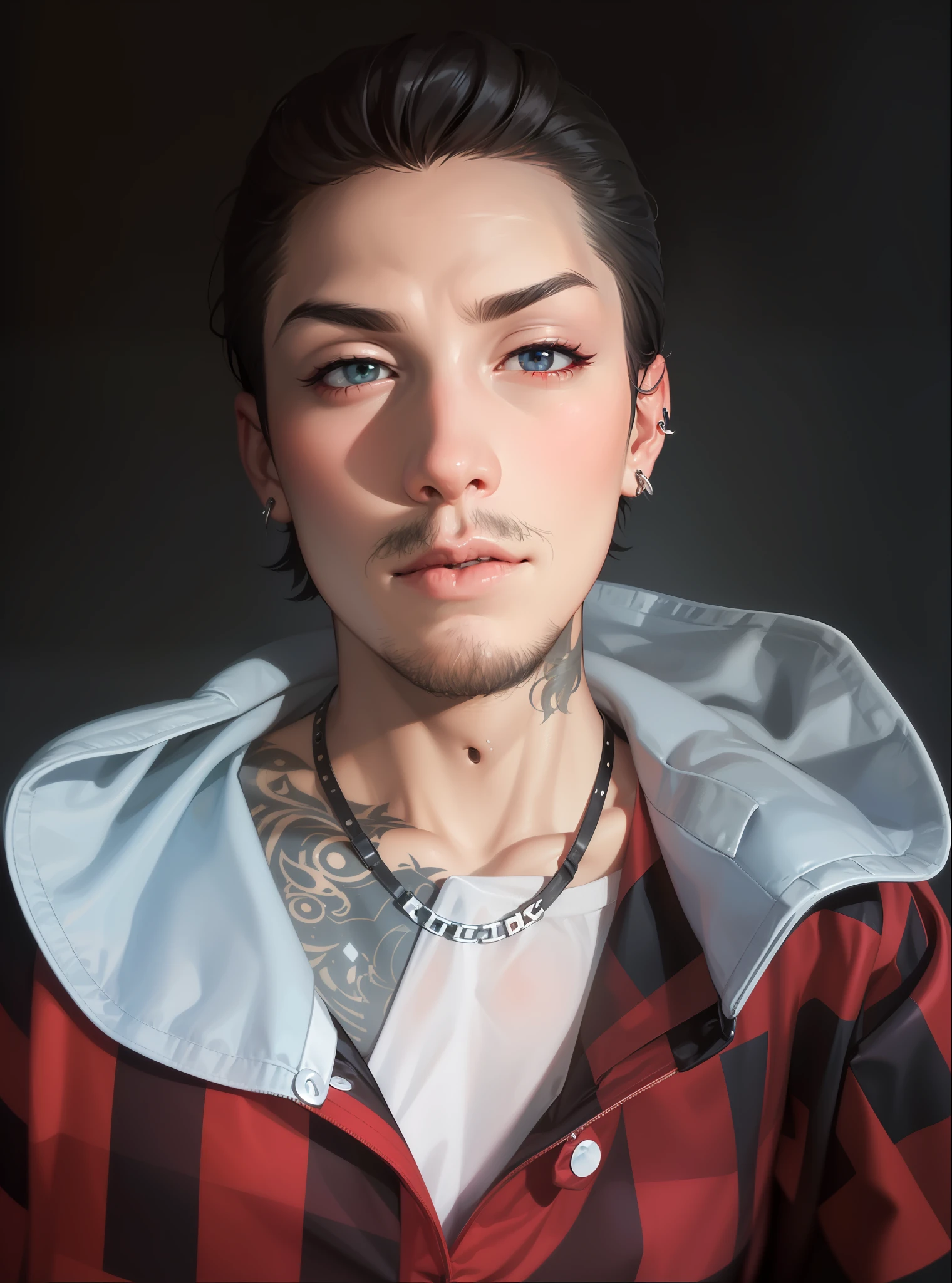 (a rebellious and edgy character with a septum piercing)