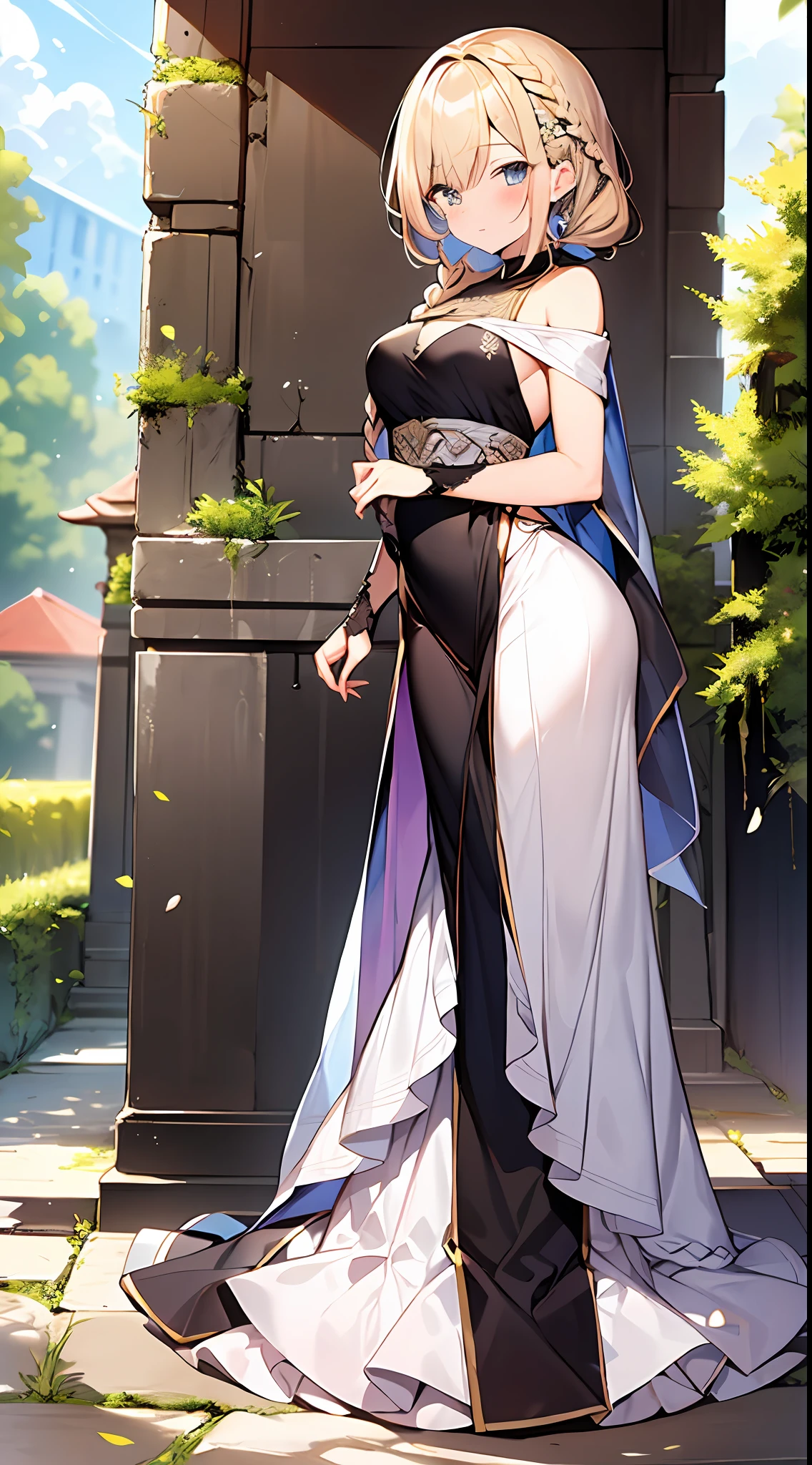 (incredibly absurdres absolutely resolution: 1.5), highest quality, masterpiece, ultra high resolution, 8k, (multiple girls), (gorgeous dresses with many gorgeous and colorful decorations) BREAK shoujo manga style, (loli), soft line drawing, digital enhancement, shojo manga touch, environmental change scenes, shojo manga core, ( Hair length to the shoulders))), (((short braid))), ancient capital of the West, full body visible angle, entangle, beautiful and aesthetic: 1.5, High quality: 1.3
