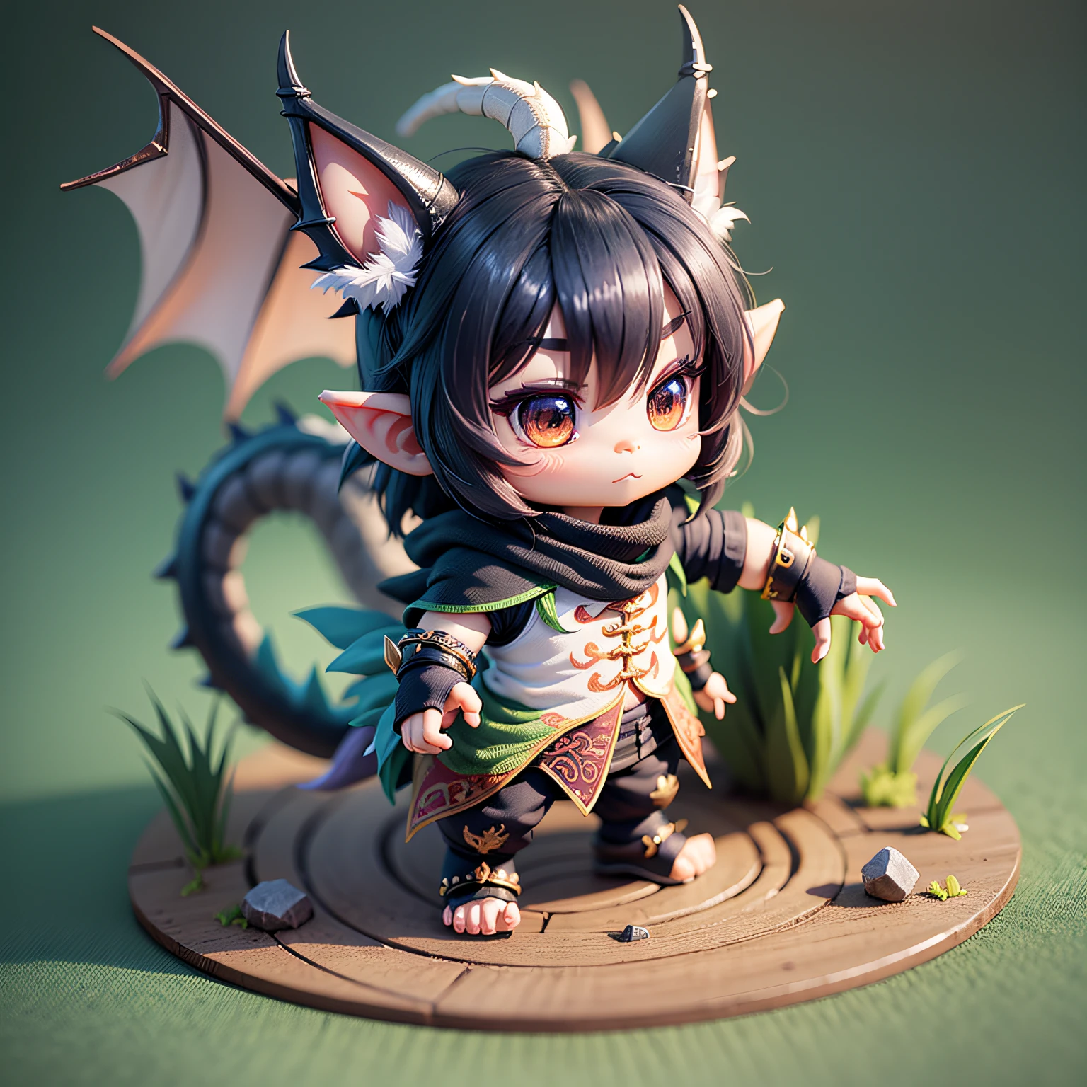 Full body, full view, a cute dragon boy with white hair, uniform, big eyes, simple background, best quality, chibi, c4d, blender, 3d, octane rendering, transparent material, movie soft light