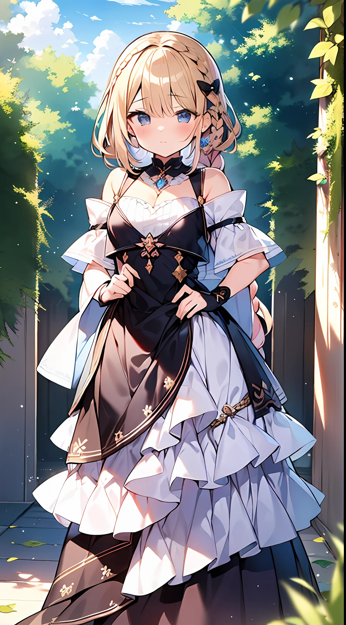 (incredibly absurdres absolutely resolution: 1.5), highest quality, masterpiece, ultra high resolution, 8k, (multiple girls), (gorgeous dresses with many gorgeous and colorful decorations) BREAK shoujo manga style, (loli), soft line drawing, digital enhancement, shojo manga touch, environmental change scenes, shojo manga core, ( Hair length to the shoulders))), (((short braid))), ancient capital of the West, full body visible angle, entangle, beautiful and aesthetic: 1.5, High quality: 1.3