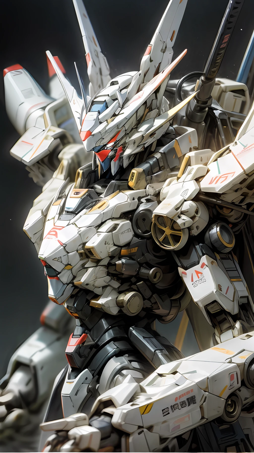 a close up of a robot with a gun on a table, alexandre ferra white mecha, modern mecha anime, white mecha, cool mecha style, mecha asthetic, mecha anime, mecha art, alexandre ferra mecha, ferra white mecha, anime mecha aesthetic, an anime large mecha robot, mecha suit