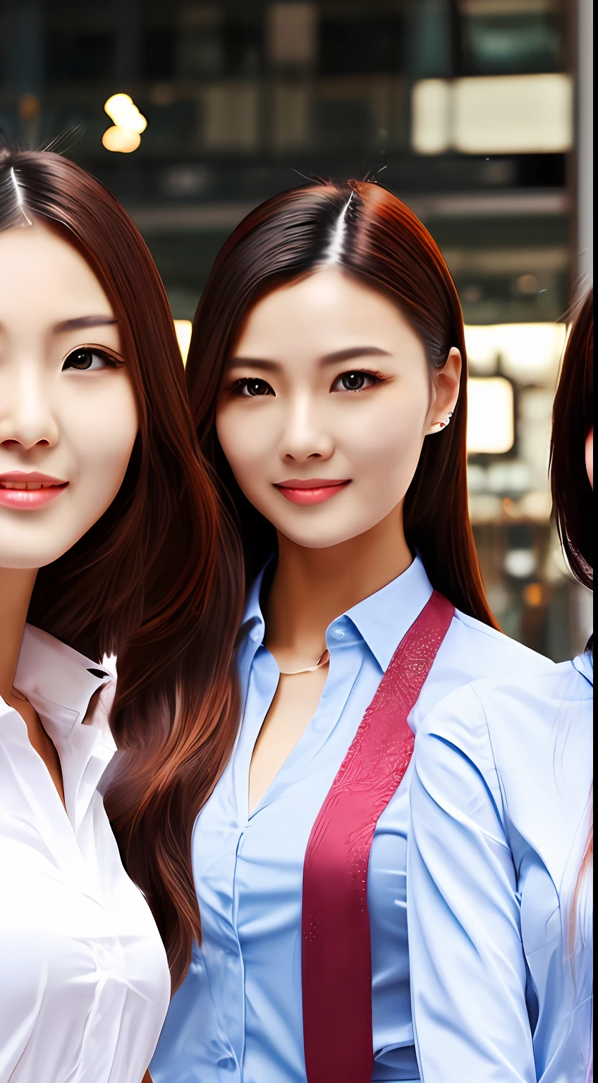 Three women, noble temperament, clear and beautiful facial features, urban white-collar workers, clear picture --auto