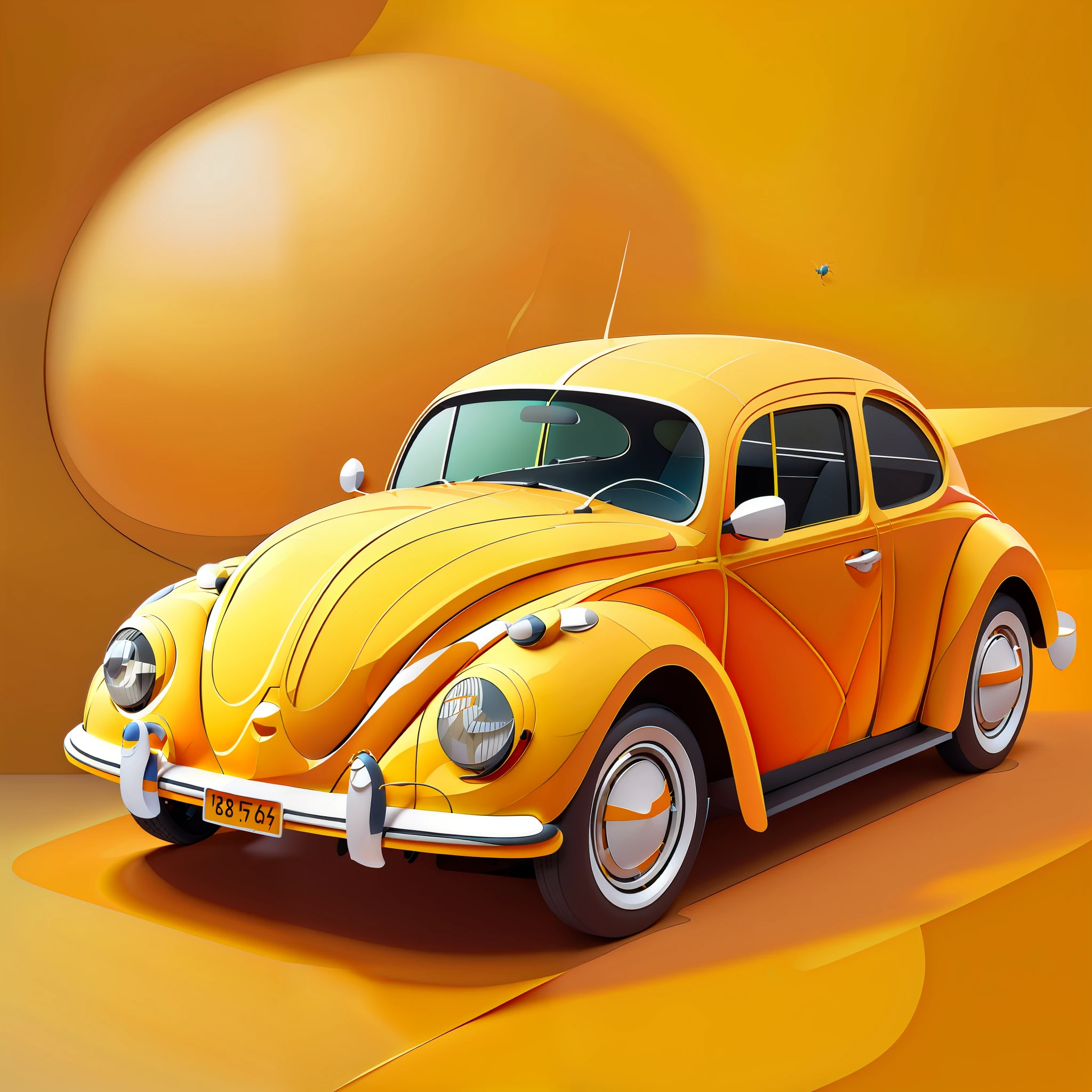there is a paper cutout of a Beetle car, illustration art, by Pedro Pedraja, by Roberto Parada, alejandro burdiso style art, a beautiful art illustration, digital painting art, digital car art, stylized digital illustration, car illustration, by Candido Bido, by Manolo Millares, stylized digital art