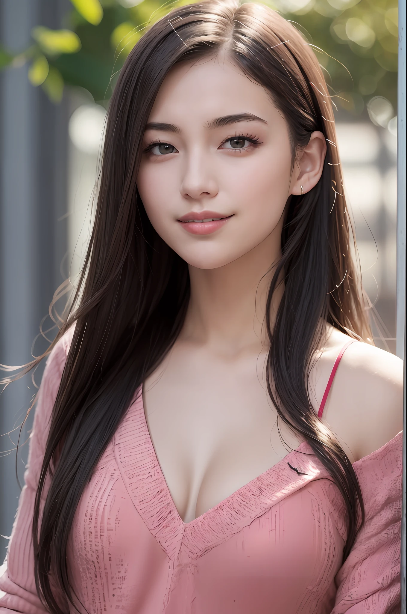 (8K, Best Quality, Masterpiece: 1.2), (Realistic, Photorealistic: 1.37), Super Detail, 1 Girl, 20 years old, Big, Beauty, Cute, Smile, Solo, Tunic, Straight, (Nose), (Smile: 1.15), (Mouth Closed), Beautiful Eyes, (Long Hair: 1.2), Floating Hair Novafrog style, upper body
