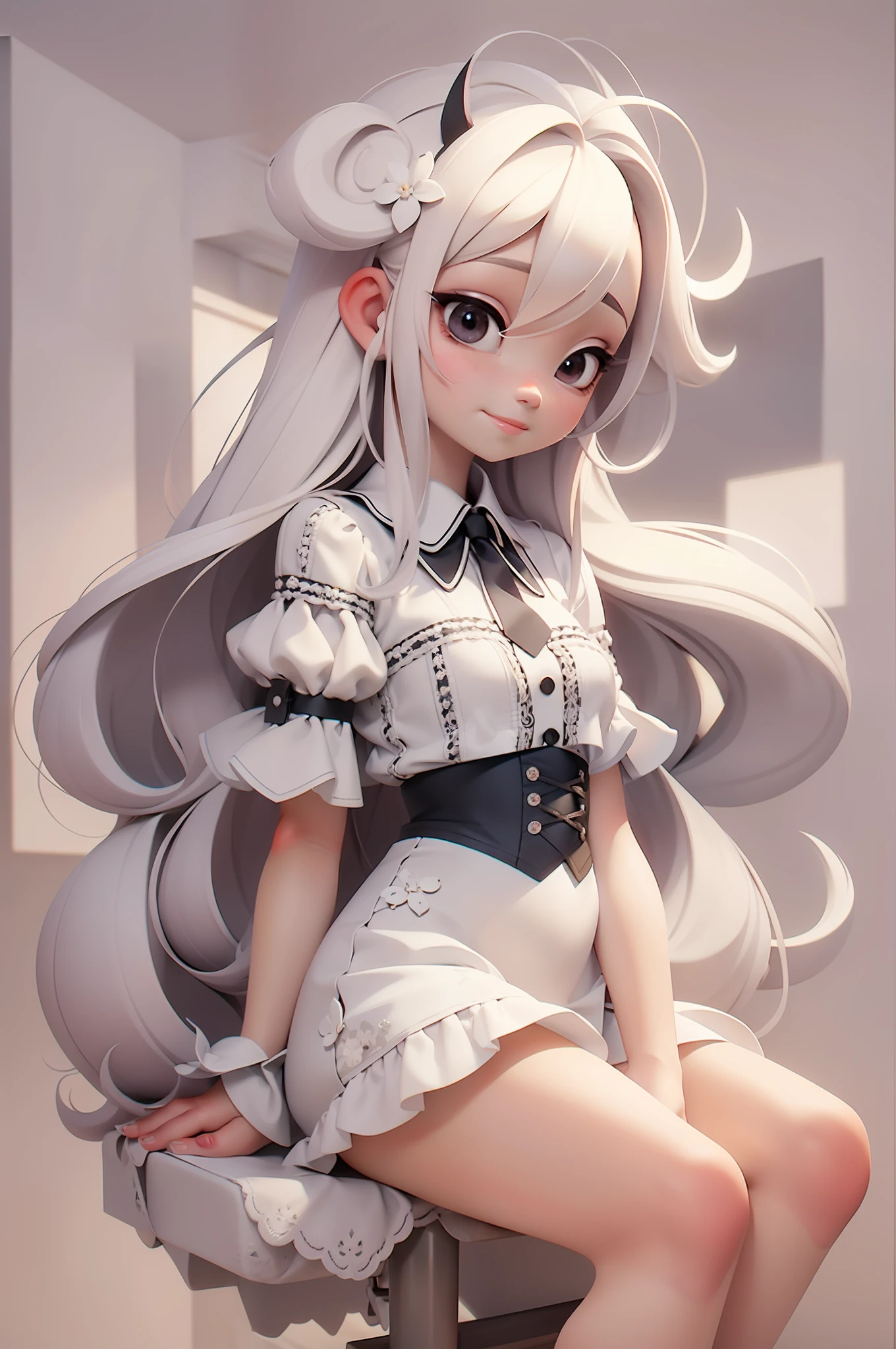 There is a statue of a girl sitting on a cloud, Aquarius goddess, pure white water bottle, pure white color matching, white clothes, white hair, cute detailed digital art, popular on cgstation, 3d rendering stylized, beautiful digital illustration, cute digital illustration, beautiful digital illustration, beautiful digital art, beautiful digital artwork, anime style 3d, beautiful artwork illustration, cute 3d rendering, anime girl with cosmic hair, stylized anime