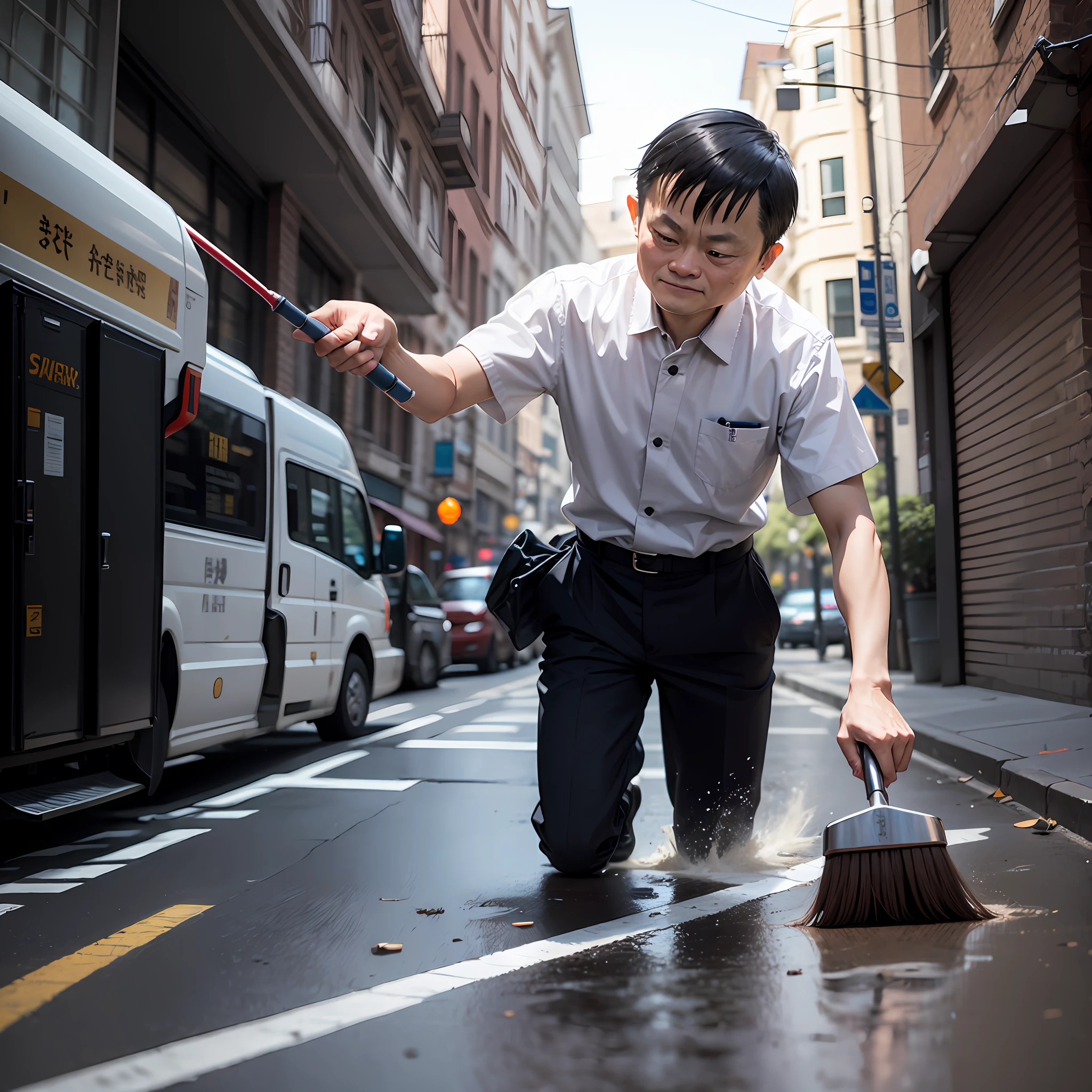 Jack Ma sweeps the street --auto