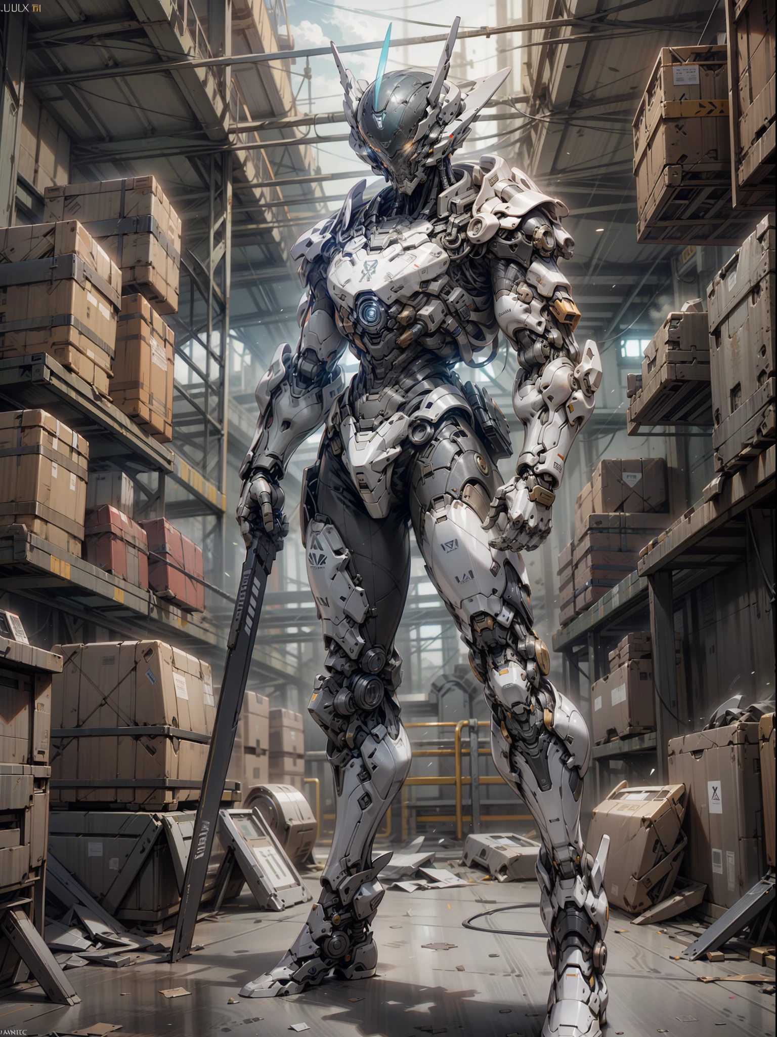 Engineer, Repairer, Well Equipped, Complex Arsenal, Super Cool Ghost Hunter, Male, Warrior, Wearing Blue Mechanical Armor, Huge Warehouse, Repair Tools, Repair Pose, Perfect Body Proportions, Mechanical Warehouse Background, Super Detail, IP by Pop Mart, Edge Light, Avatar, Octane Rendering, Blender, Full Body, Clean Black Background, 3D, C4D, Best Quality, Very Detailed, Ancient Technology, HDR (High Dynamic Range), Ray Tracing, NVIDIA RTX, Super Resolution, Unreal 5, Subsurface Scattering, PBR Textures, Post Processing, Anisotropic Filtering, Depth of Field, Maximum Sharpness and Acutance, Multilayer Textures, Albedo and Highlight Maps, Surface Shading, Accurate Simulation of Light-Material Interactions, Perfect Proportions, Octane Rendering, Duotone Lighting, Low ISO, White Balance, Rule of Thirds, Wide Aperture, 8K RAW, High Efficiency Sub-Pixel, Subpixel Convolution, Luminescent Particles, Light Scattering, Tyndall Effect