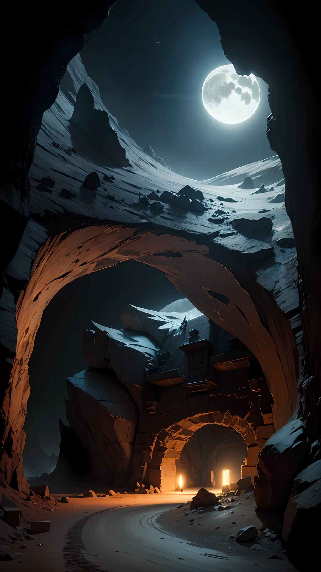 Cave, dark, Moon Light, ultra detailed, ultra realistic, Adobe lightroom, --auto