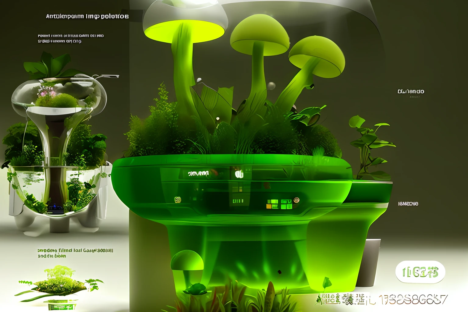 Inside there is a plantation with fish, hydroponic farm, ecosystem, futuristic product design, lush garden spaceship, product design shots, product photos, potted plants, full of plants and habitats, lamps (((fish tank)), gardening, Wang Chen, dry aquarium, its bowl is full of plants, fish tank, thriving ecosystem has a flower pot sitting on the table, futuristic product design, innovative product concept, suspended agriculture field, futuristic concept design, robot cactus design, industrial design concept, Lush garden spaceship, futuristic design, product design rendering, made of high-tech materials, concept ARD, concept art-H 640, high-tech environment, 3 6 0 P