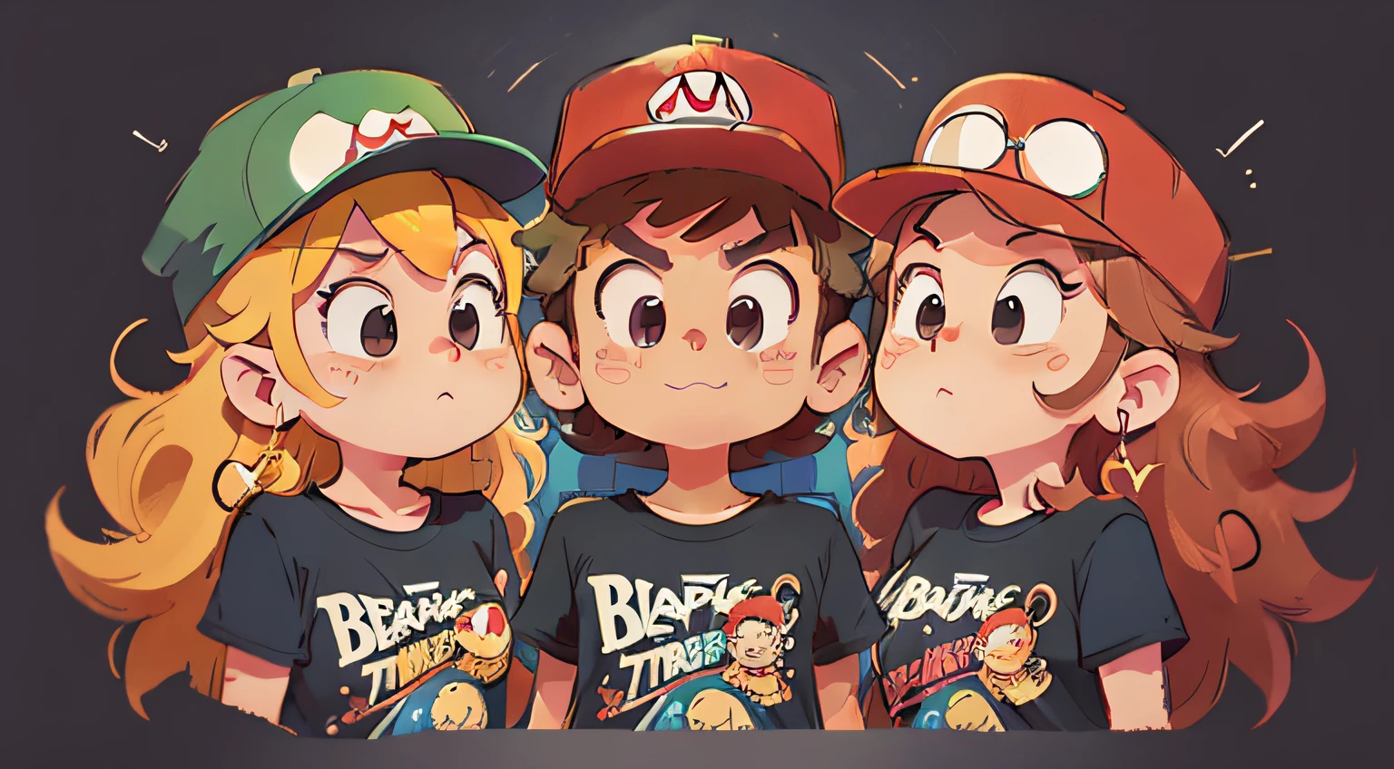 vector design for a tshirt on a black background. the design features ::super mario bros::, realistic, punkcore, vivid colors, detailed design, pixar, colorful