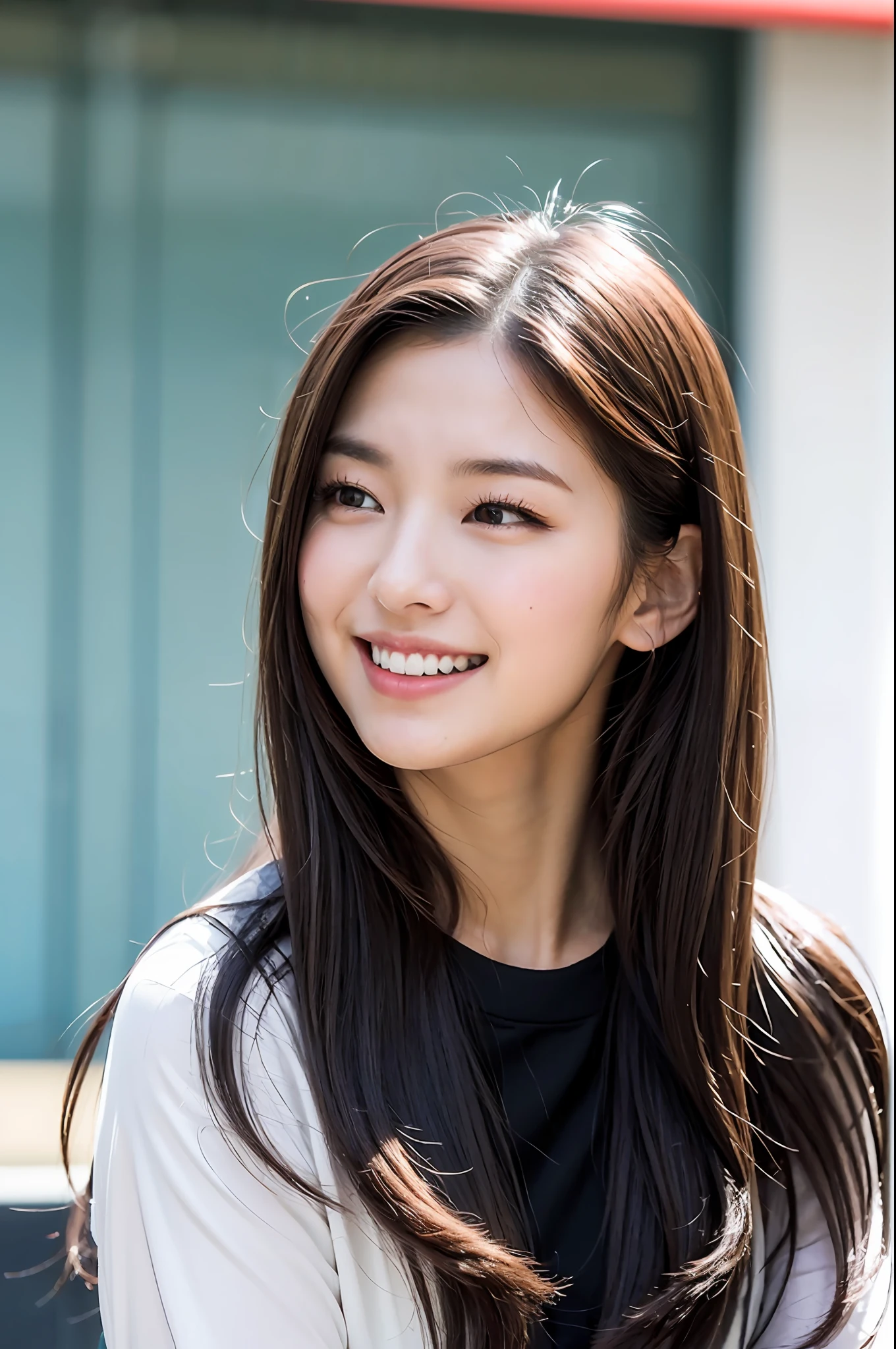 (8K, Best Quality, Masterpiece: 1.2), (Realistic, Photorealistic: 1.37), Super Detail, 1 Girl, 18 years old, Big, Beauty, Cute, Smile, Solo, Batting Center, Baseball Girl, (Nose Red), (Smile: 1.15), (With Mouth Closed), Beautiful Eyes, (Long Hair: 1.2), Floating Hair Novafrog style, upper body
