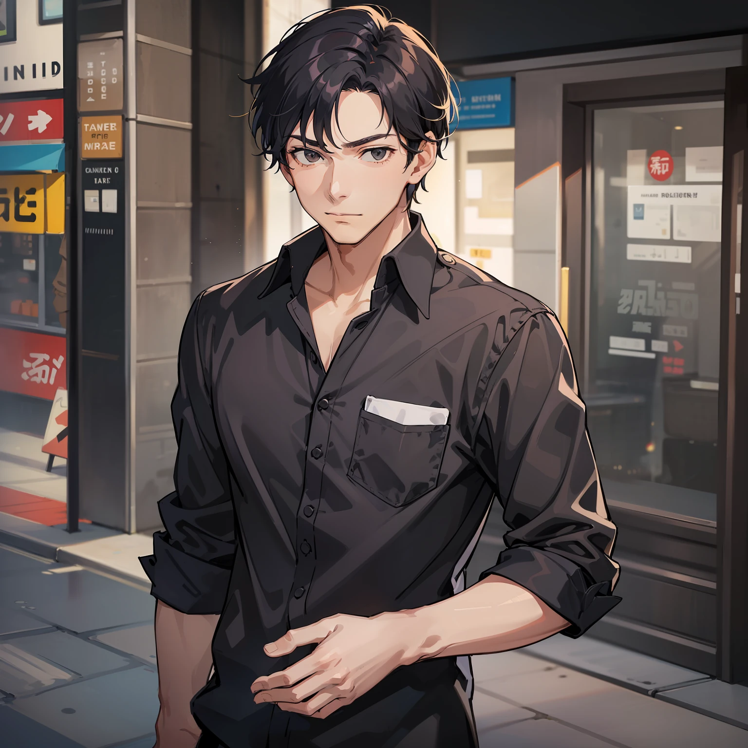 (A man in a casual coat 1.4)
(Run into a fancy restaurant 1.3)