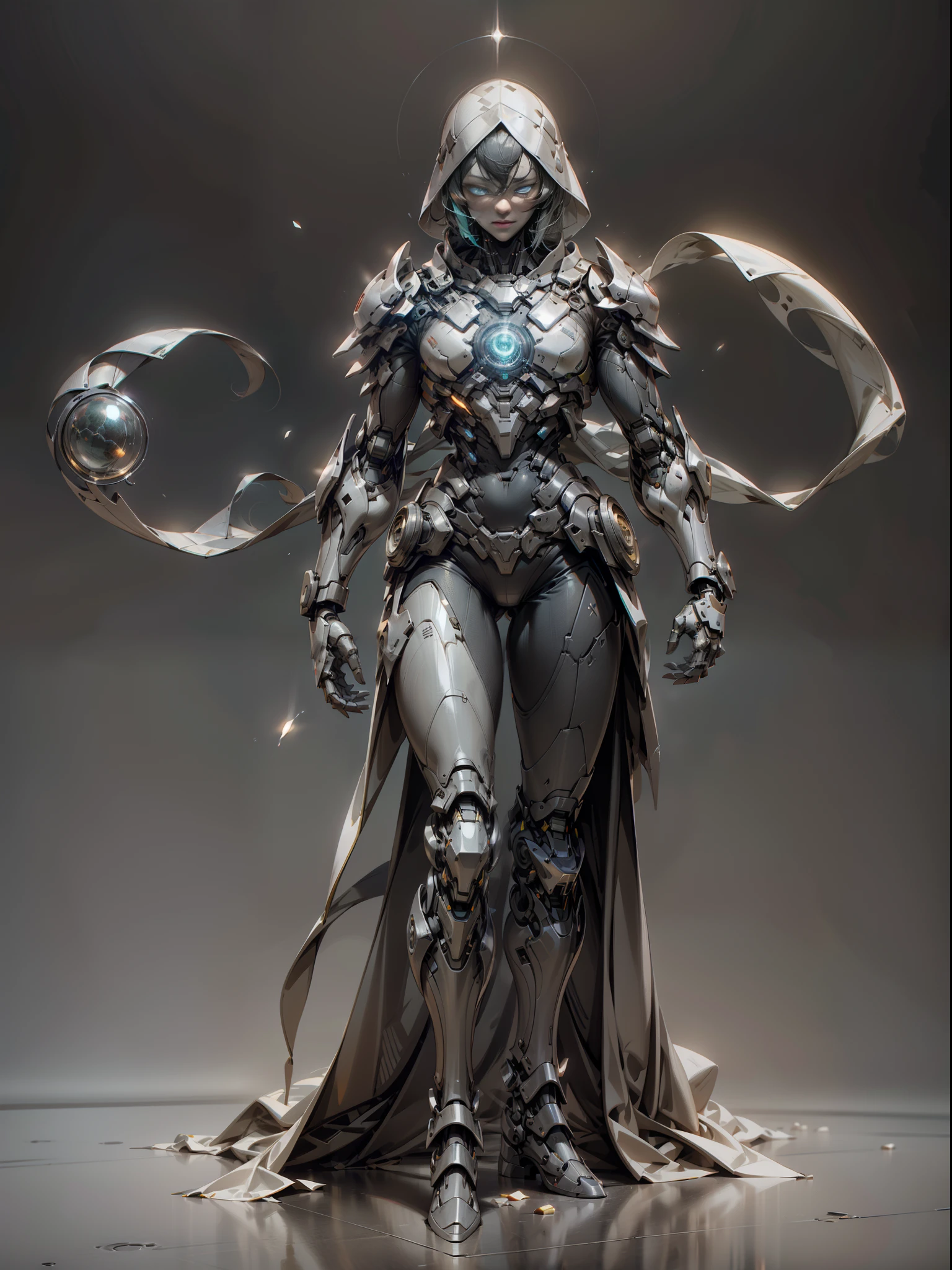 Alchemist, ghost hunter proficient in chemical and pharmaceutical spells, magic surrounds the whole body, complex potions scattered on the ground, super cool ghost hunter, male, magician, long cloak, with veil, wearing blue mechanical armor, glowing blue eyes, perfect body proportions, super detail, IP by pop mart, edge light , avatar, octane rendering, blender, full body, clean black background, 3d, c4d, best quality, very detailed, ancient technology, HDR (high dynamic range), Ray Tracing, NVIDIA RTX, Super Resolution, Unreal 5, Subsurface Scattering, PBR Textures, Post-Processing, Anisotropic Filtering, Depth of Field, Maximum Sharpness and Acutance, Multi-layer Textures, Albedo and Highlight Maps, Surface Shading, Accurate Simulation of Light-Material Interactions, Perfect Proportions, Octane Rendering, Two-tone Lighting, Low ISO, White Balance, Rule of Thirds, Wide Aperture, 8K RAW, High Efficiency Sub-Pixel, Subpixel Convolution, Luminous Particles, Light Scattering, Tyndall Effect