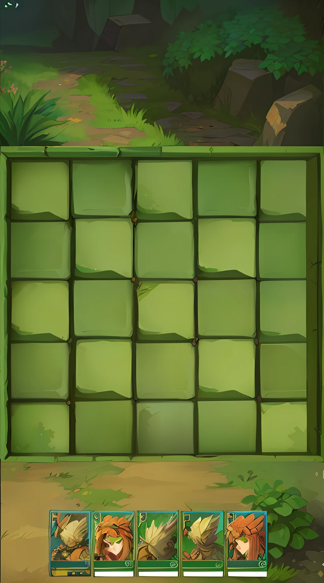 a screenshot of a screen with a bunch of cards on it, game texture, tileset, verdant plant wall, tiling texture, background(solid), tiled, green wall, video game texture, tiles, tileable, perfectly tileable, painted texture, background art, green floor, tileset asset store, dungeon background, arena background, tileable texture