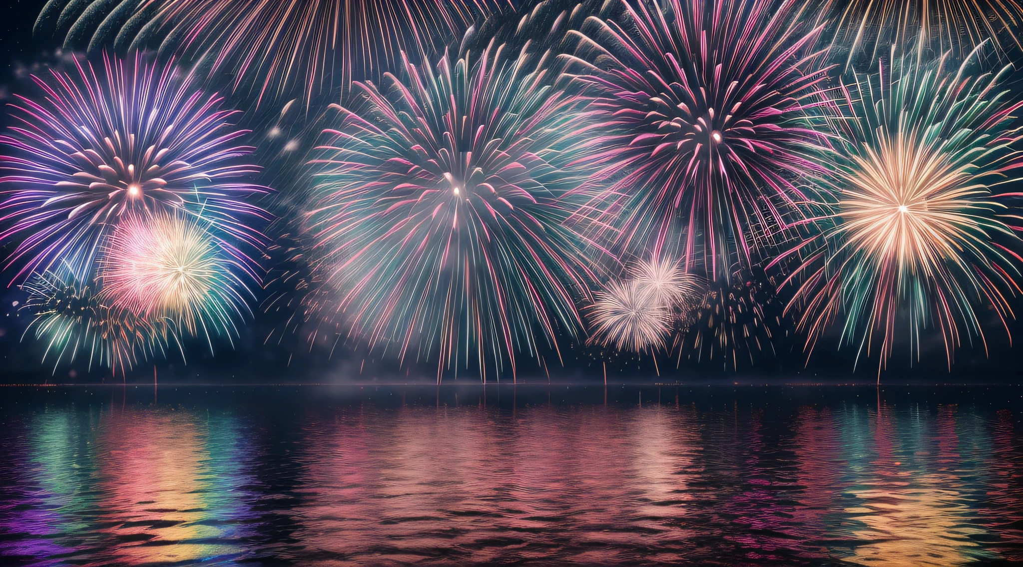 (((realistic photography))), RAW Photo, cg unity, photography, ultra realistic details, sharp focus, detailed skin,4k, high-res, masterpiece, best quality, realistic, vibrant:1.2, 8k,4k, fireworks are lit up over a city skyline at night, [ fireworks in the sky ]!!, fireworks in background, fireworks in the background, happy!!!, fireworks, fireworks on the background, future!!, firework, vivid!!, new years eve, rendering, high resolution!!, shutterstock, beautiful!!, beautiful colorful, vivid colors!!
