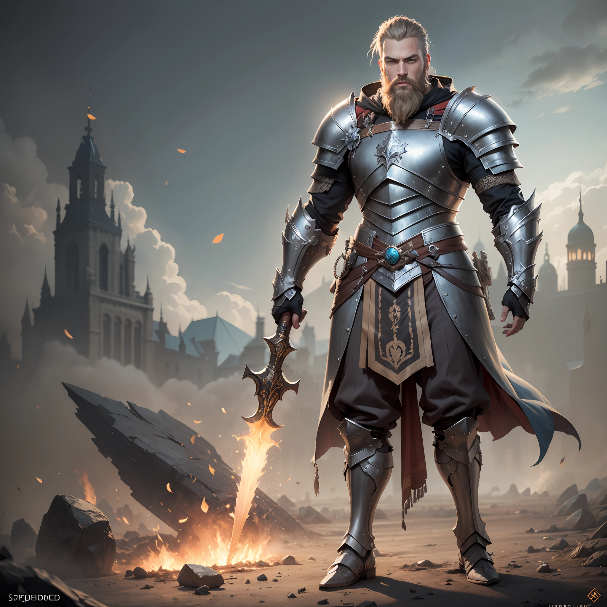 Sigfried,Men , Full Body, Nordic Armor, 4k, Bearded, Dark fantasy, realistic