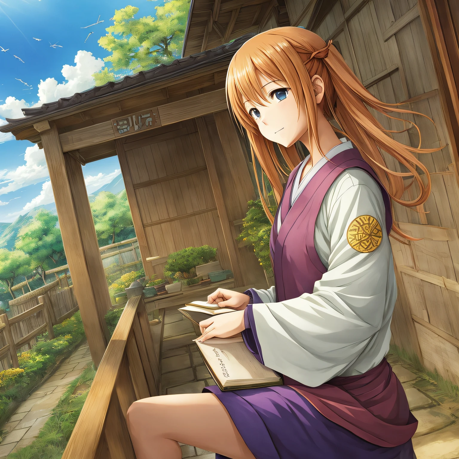 Western Dress Blonde Long Japan Katana Japan Anime --auto