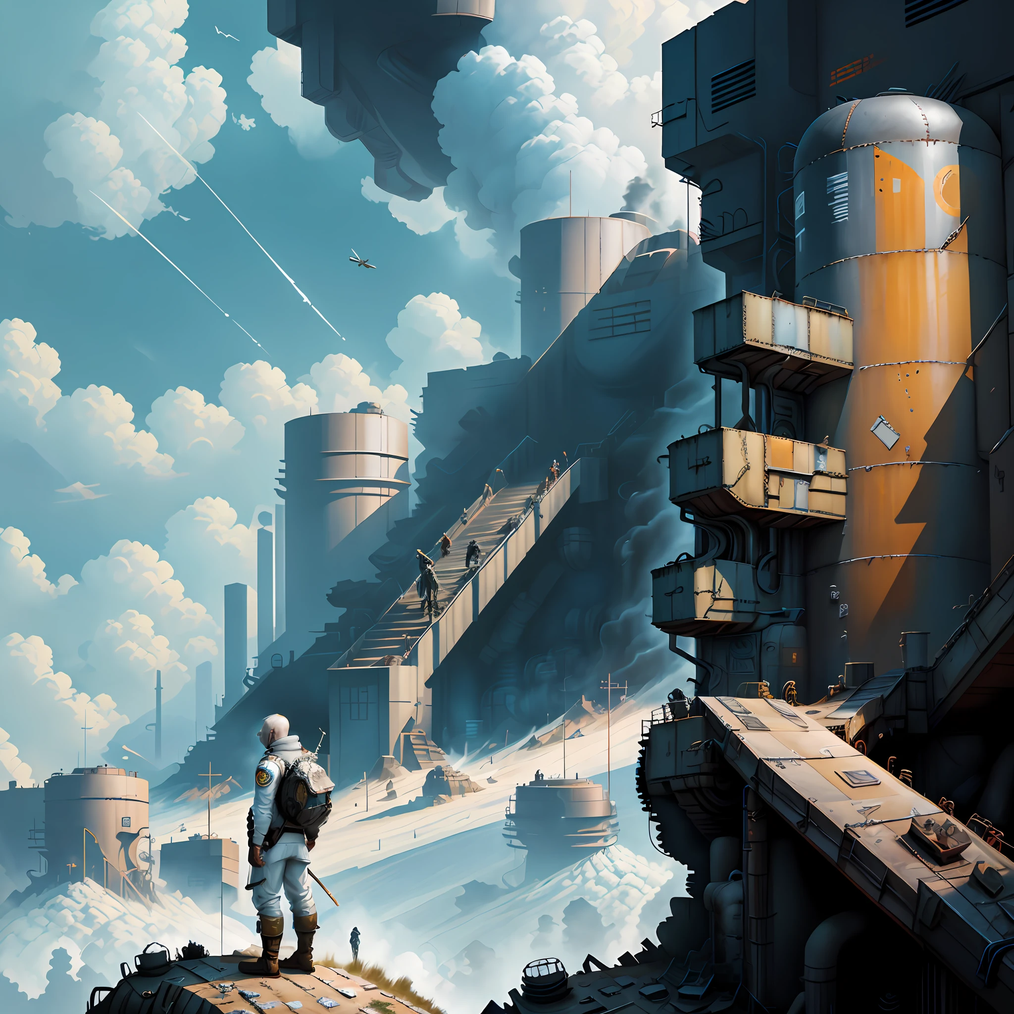 Above the wasteland, the man in white