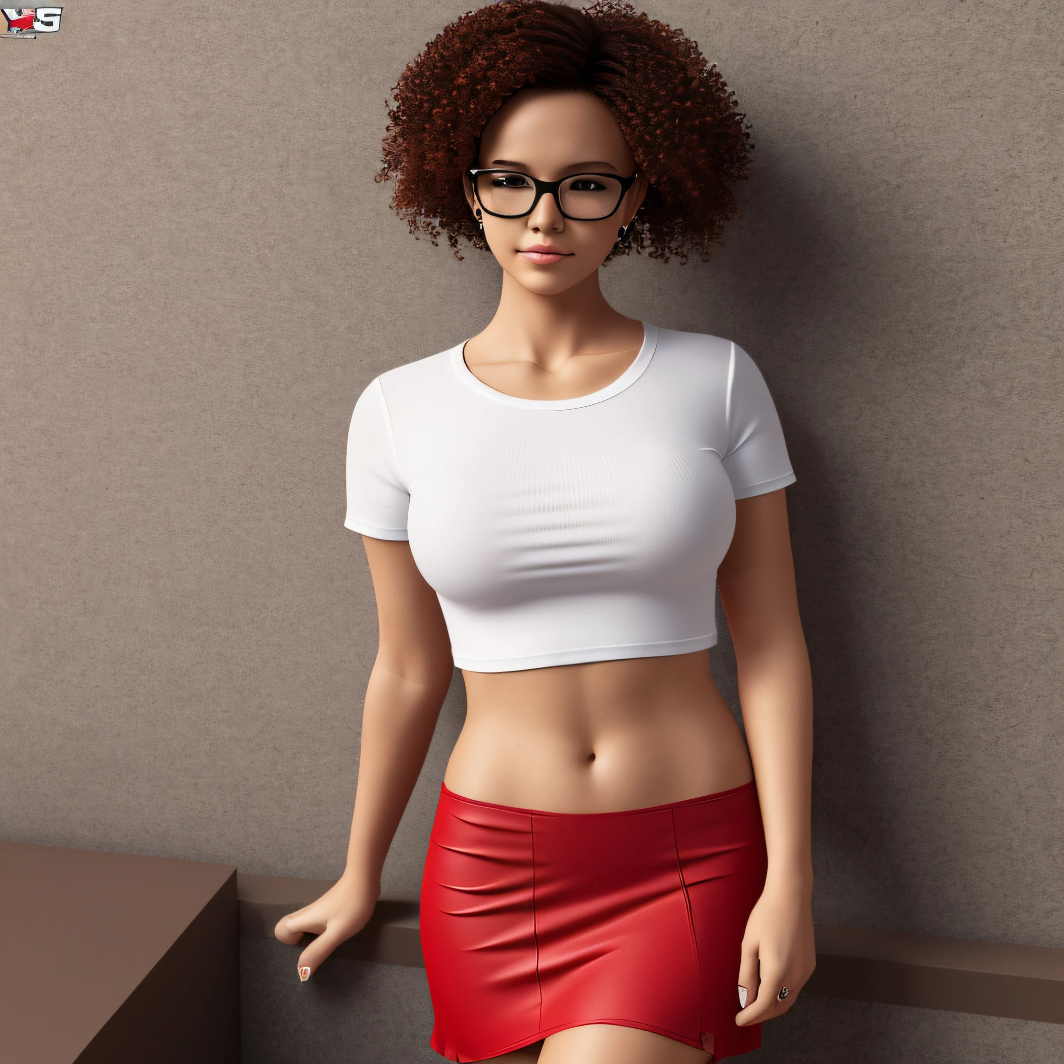 ulzzang-6500-v1.1,(rough photo:1.2), (photorealism:1.4), beautiful black girl, detailed, very detailed eyes and face, beautiful detailed eyes, ridiculous, incredibly ridiculous, huge file size, super detailed, high resolution, very detailed, best quality, masterpiece, ((white transparent t-shirt)), illustration, very detailed, CG, unified, 8k wallpaper, amazing, fine details, masterpiece, best quality, uniform very detailed CG 8k wallpaper, facial light, film lighting, 135-year-old woman, Brazilian, black skin, long hair, curly in shades of blond, side slit, (medium breasts), (red lace panties)), (glasses), (dynamic posture), (sexy posture), ((sleeping underwear))), (half) , (pantyhose)), ((red hip skirt)), (bent knees)))))) --auto