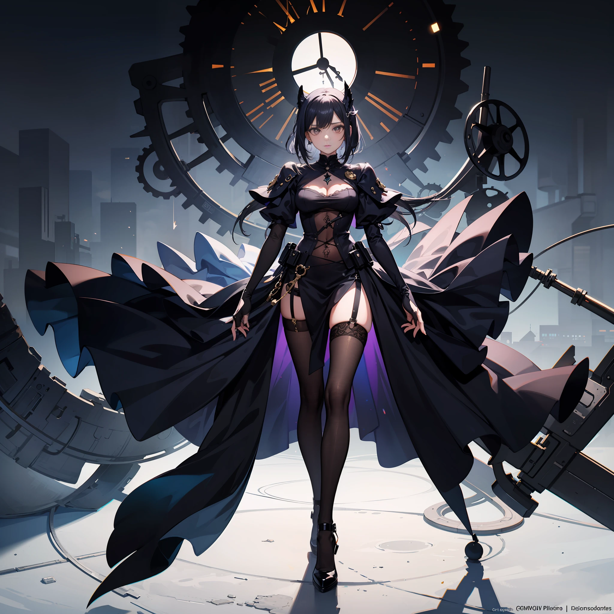 (masterpiece, top quality, best quality, official art, beautiful and aesthetic:1.2), (1girl), (fractal art:1.2),absurdres, highres, ultra detailed, Ultra-precise depiction, Ultra-detailed depiction, solo, (zentangle:1.2),  floating hair, (skinny, thin body: 1.2),  shiny skin, (abstract:1.2),cbpkv5, pantyhose,
,looking at viewer, full body,clock,macha,cog,gears,steampunk, Style Paint Magic_Style-PaintMagic
Negative prompt:  bad_pictures_v2, badv5, EasyNegative, ng_deepnegative_v1_75t
Steps: 20, Sampler: DPM++ 2M Karras, CFG scale: 7, Seed: 2778969012, Size: 512x1024, Model hash: 07934daabe, Model: majicMIX lux_v1.0, Clip skip: 2, ADetailer model: person_yolov8n-seg.pt, ADetailer confidence: 0.3, ADetailer dilate/erode: 4, ADetailer mask blur: 4, ADetailer denoising strength: 0.4, ADetailer inpaint only masked: True, ADetailer inpaint padding: 32, ADetailer model 2nd: face_yolov8n.pt, ADetailer confidence 2nd: 0.3, ADetailer dilate/erode 2nd: 4, ADetailer mask blur 2nd: 4, ADetailer denoising strength 2nd: 0.4, ADetailer inpaint only masked 2nd: True, ADetailer inpaint padding 2nd: 32, ADetailer version: 23.7.3, ControlNet 0: "preprocessor: tile_resample, model: control_v11u_sd15_tile_fp16 [39a89b25], weight: 1, starting/ending: (0, 1), resize mode: Crop and Resize, pixel perfect: True, control mode: Balanced, preprocessor params: (-1, 1, -1)", Lora hashes: "cbpkv_20230614221551: fe183c895d19", Version: v1.4.0