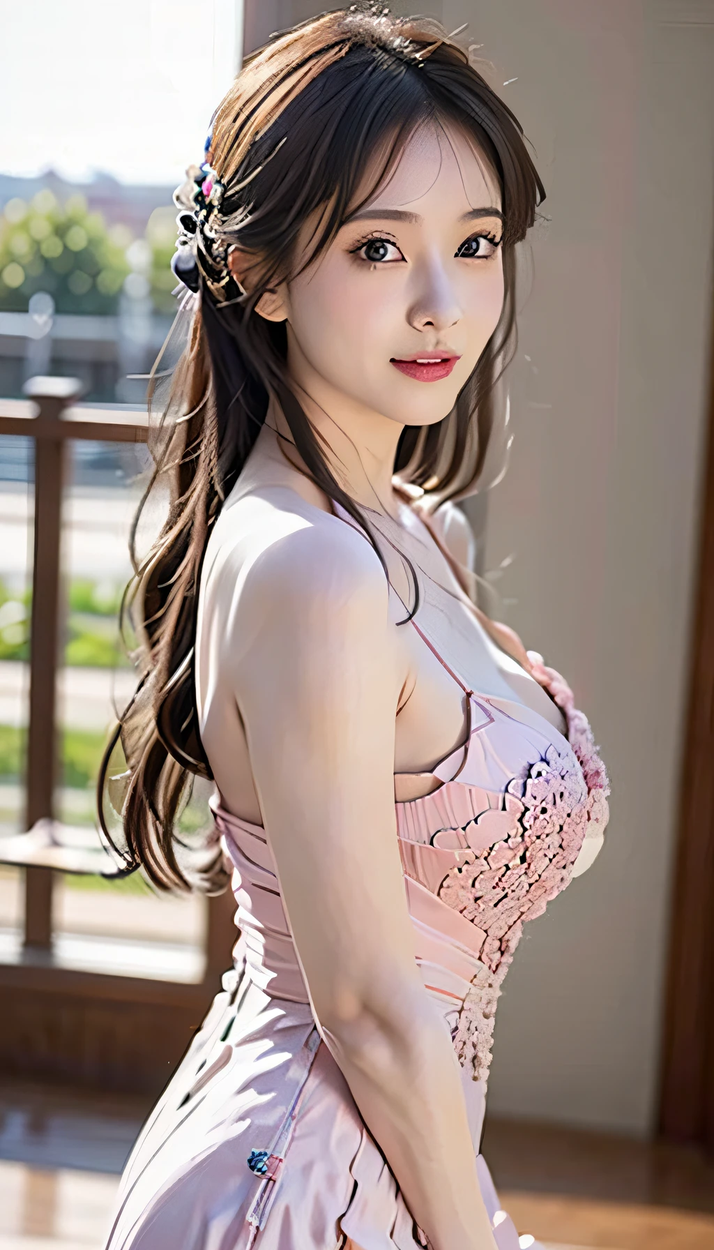 Masterpiece, best quality, (realistic, photorealistic: 1.37), 8k, an extremely refined and beautiful, amazing, fine details, official art, super detailed, extremely detailed, beautiful and meticulous girl, 1 girl, (perfect female figure), half aesthetic, plain