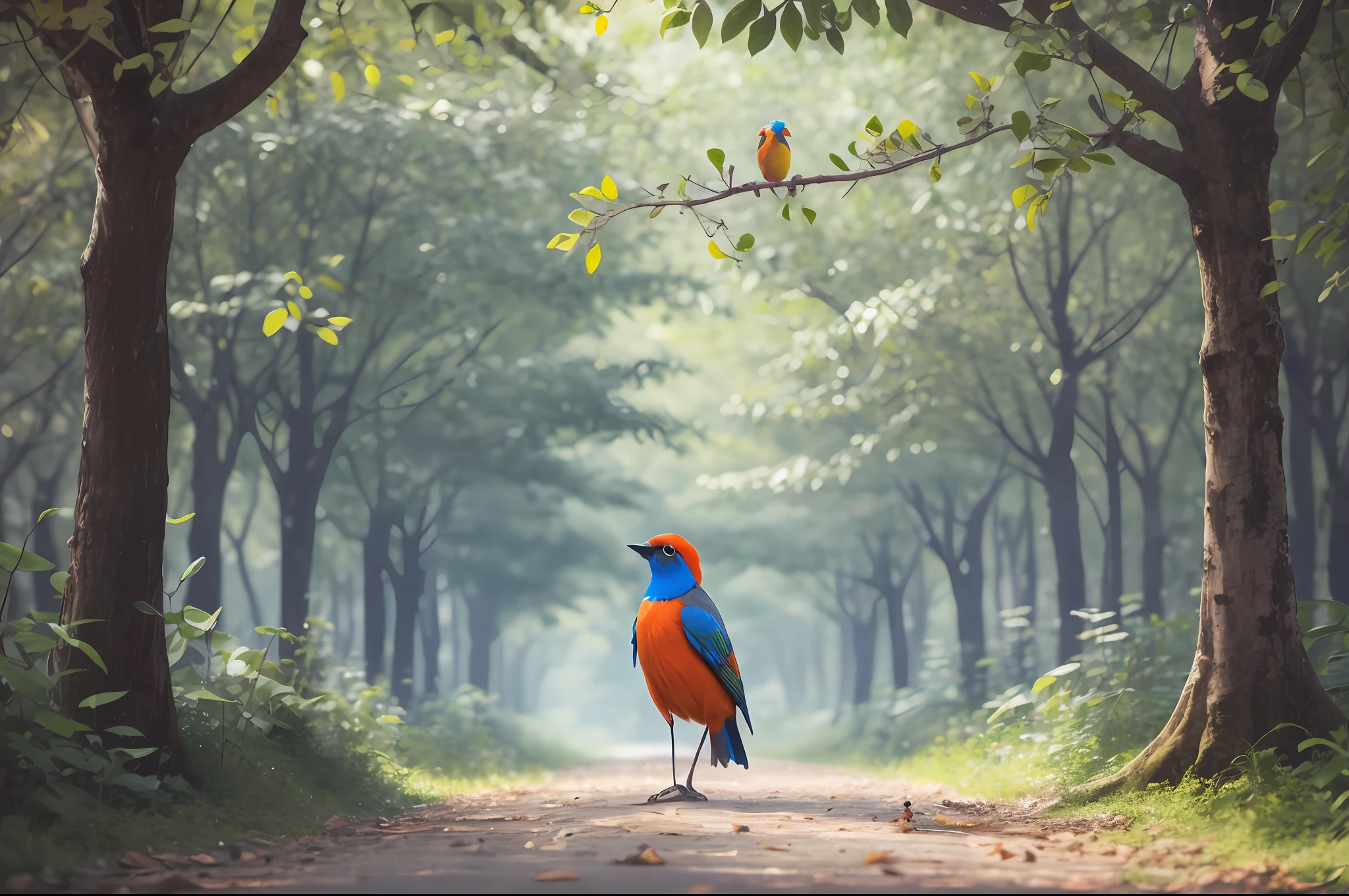 The Mysterious Encounter Keywords: walking, colorful bird, branch, approached, greeted, graceful, lost traveler, Pipo, talking bird, gentle voice. --auto --s2