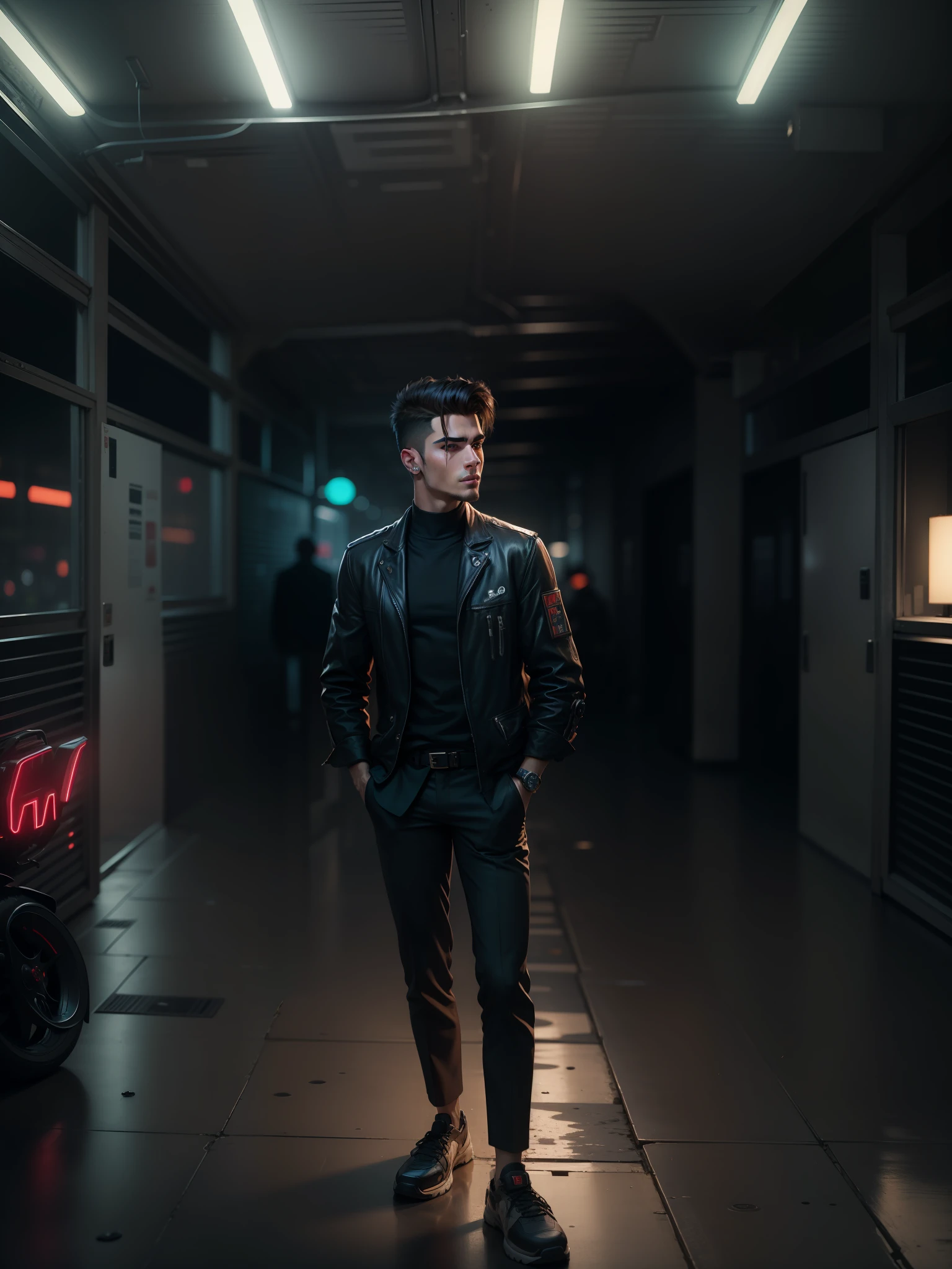 Change background cyberpunk handsome boy, realistic face, 8k, ultra realistic,