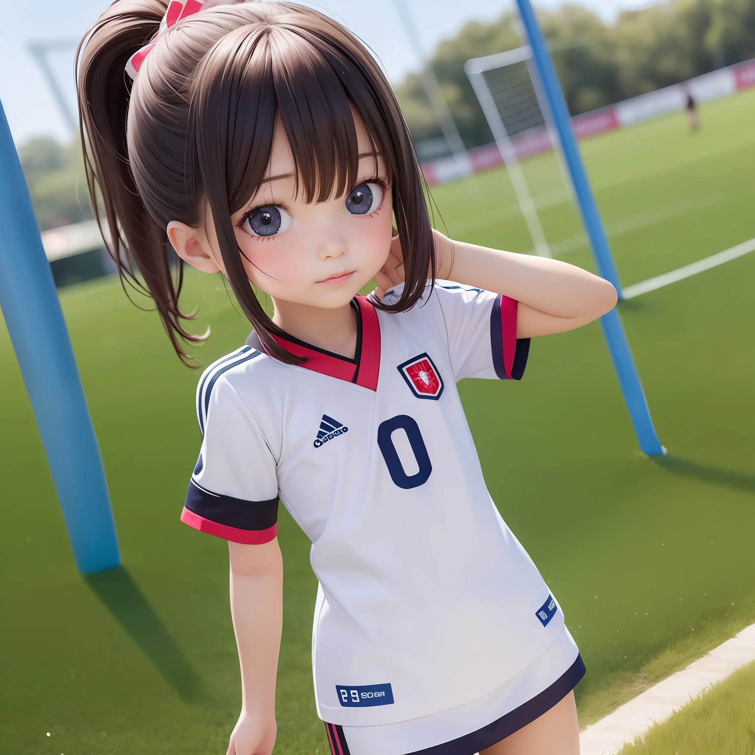 ((6ar olirl:1.5)), complete anatomy, childdy, child, super  girl, little girl, randos,random angles,

Soccer, (((Japan national football team uniform))), lawns, dribbling, ponytail hairstyles, running, football stadium,

 beautiful girl, 1 girl, loli, petite girl, top qlity, masterpiece, high eyes,drooping eyes,(realism: 1.2)), petite, bangs, tall eyes, natural light,(aquamarine eyes),bangs, beautiful girl with fine details, Beautiful and delicate eyes, Beautiful girl, detailed face, Beautiful eyes, beautiful shining body, 8K images,