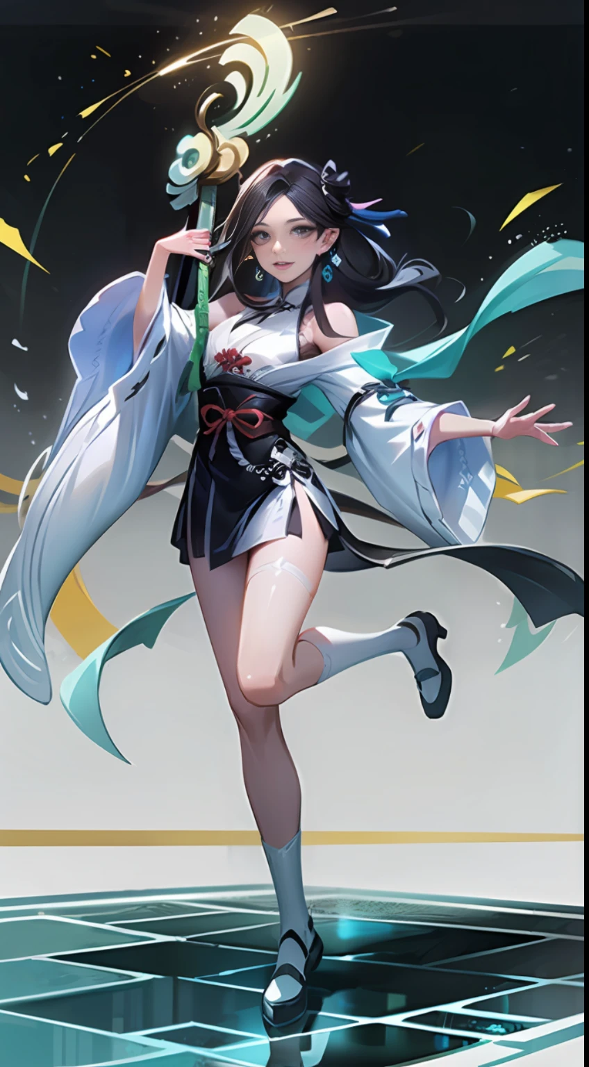 (Masterpiece, Top Quality, Best Quality), ((Wuxia World, Xiuxian, Chinese Wuxia,)), (1 Girl Solo), (Gentle Eyes), (Hanfu, Tulle Streamer), (Hairpin, Long Black Hair), (Hanfu), Light Pink Lips, (Young), Earrings, White Skin, (Clear Facial Features, Detailed Skin Texture, Beautiful Face, Facial Highlight, Perfect Full Body Portrait), White Background, Standing,, Facing the Audience, Color Ink Painting, Splash Color, Sketch, Denoise, Splash Ink, Slim Figure, 8K uhd, DSLR, soft light, high quality, high resolution, (very detailed CG unity 8k wallpaper)