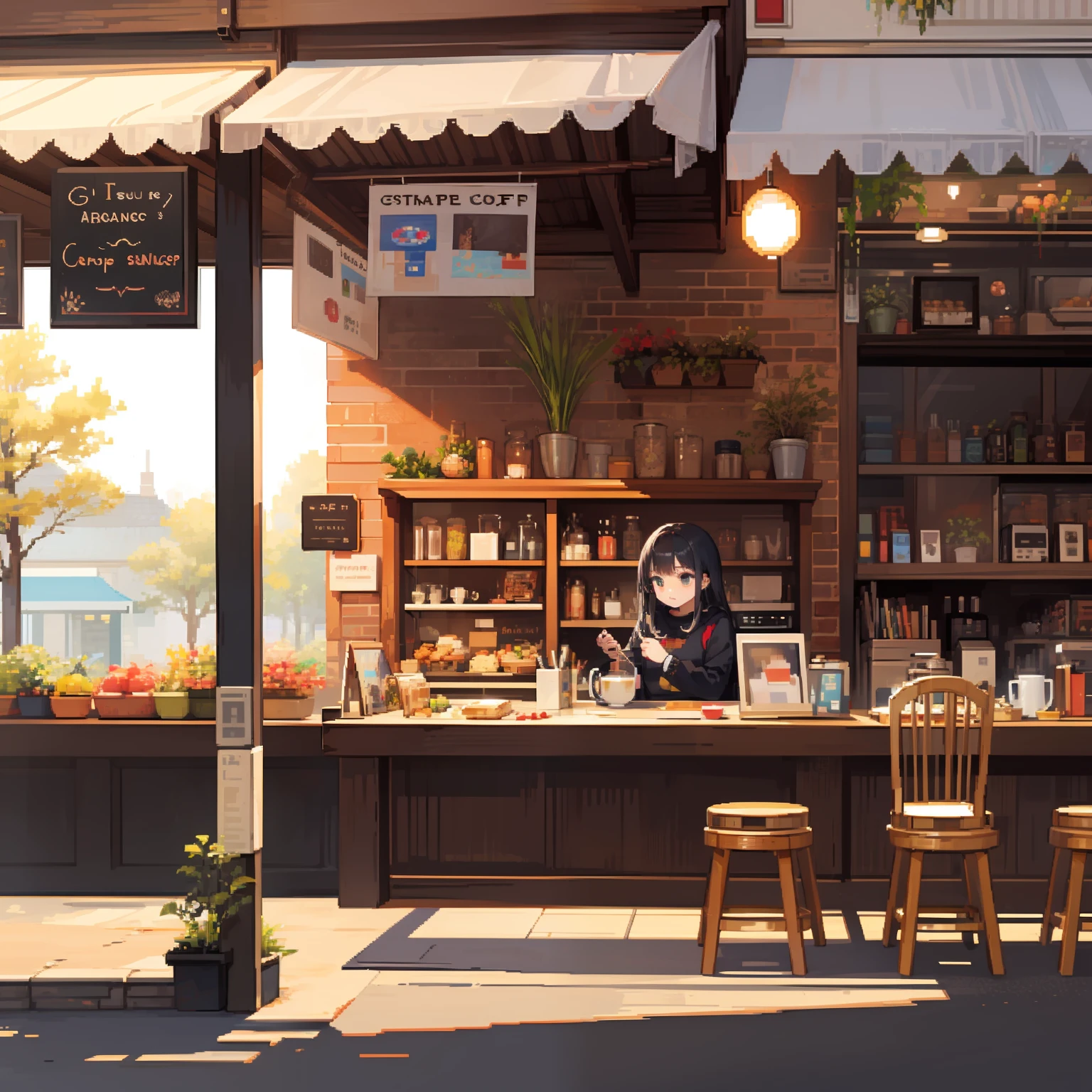 pixel, pixel art, coffe shop