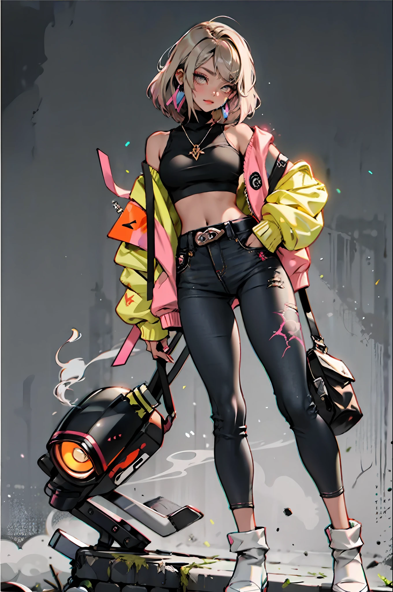 (masterpiece: 1.2, best quality), 1lady, solo, big tits, close,
Dark skinny jeans, oversized sweater, ankle boots, hemp print, smoke, smoke, neon lights,
Loose waves, central part
Simple hoop earrings, cool, cool, fashionable, rockstar
Green Park