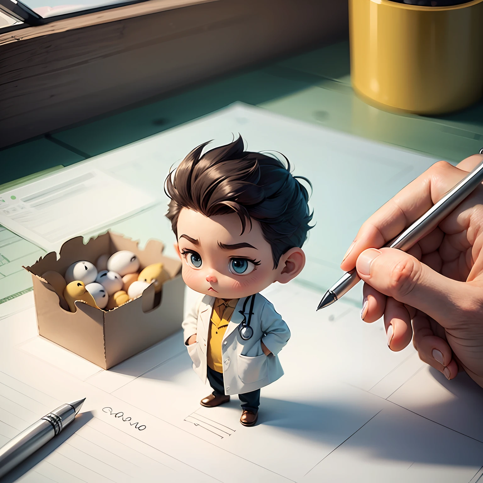 Cartoon doctor image, cute cartoon characters, professional corner design, illustration style, hand drawn cartoon --auto