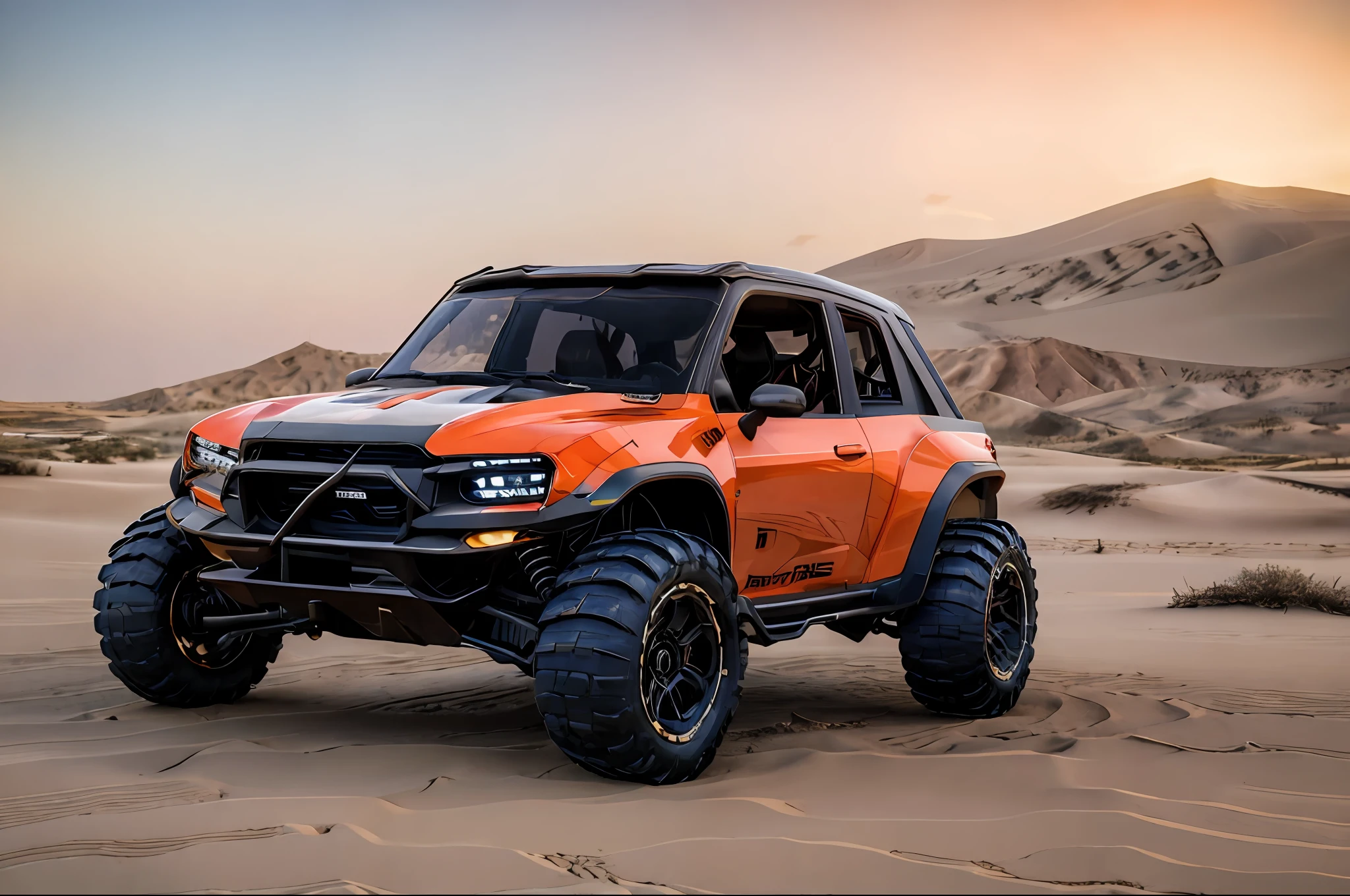 gopro shot Ultra-realistic digital photo of UTV Maverick X3 RS orange and white, ray tracing, cinematic lighting, depth of field, 135mm, Canon, award-winning, masterpiece, 8k, super detail in the desert empty outdoors, sunset in the dunes, tropical, beach, strong rim lighting, soft contrast, 8k uhd, dlsr, Oled, dark lighting, high quality, film grain, highly detailed,  excellent composition, cinematic concept art, dramatic lighting, trend in artstation by Kaiwan Shaban, James O'Brien, Vadim Ignatiev, (high detailed skin: 1.2), 8k uhd, dslr, soft lighting, high quality, film grain